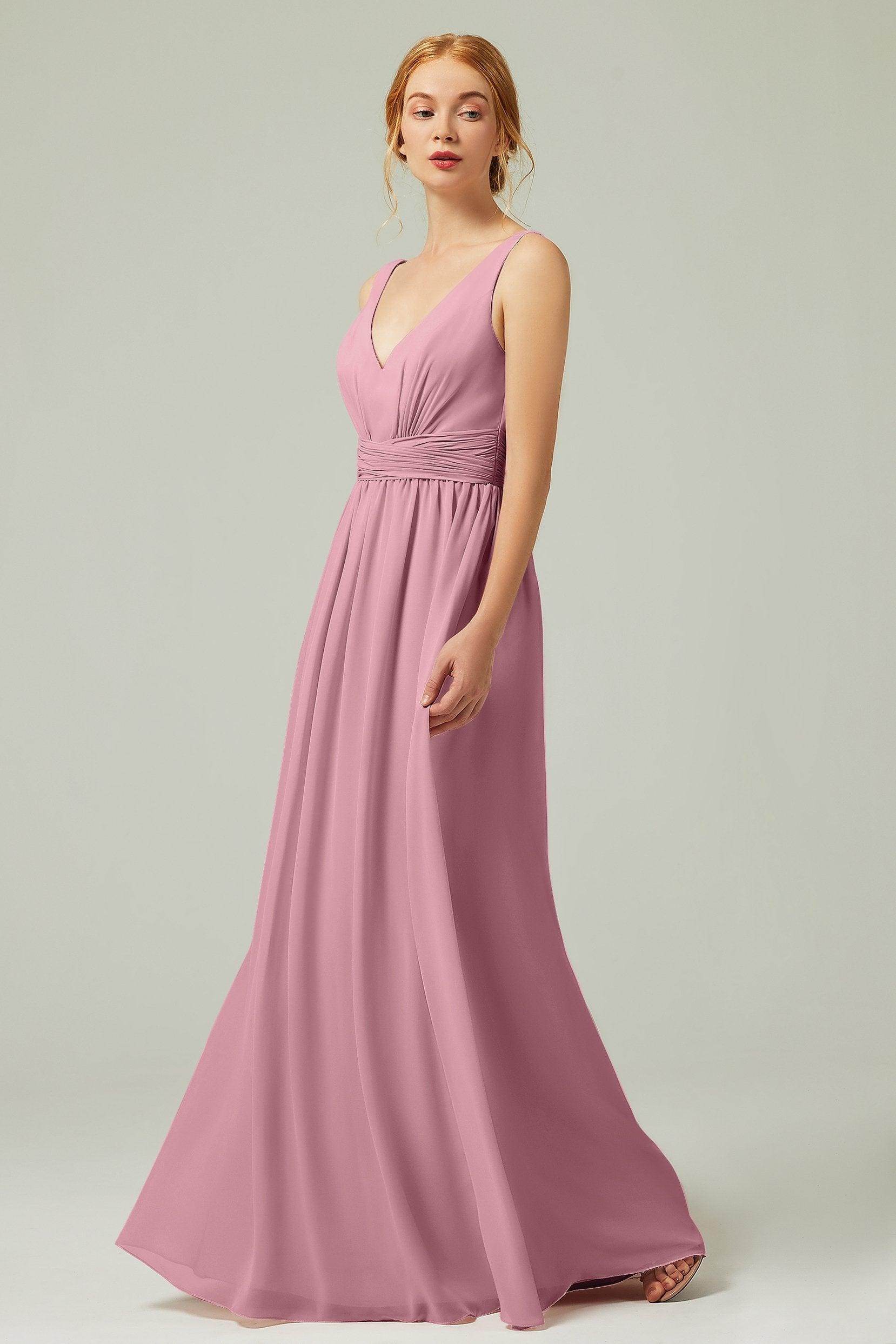 A-Line Floor Length Chiffon Bridesmaid Dress CB0318 - COCOMELODY