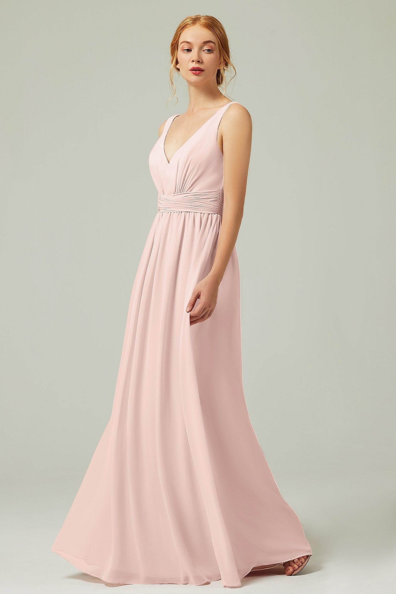 A-Line Floor Length Chiffon Bridesmaid Dress CB0318 - COCOMELODY