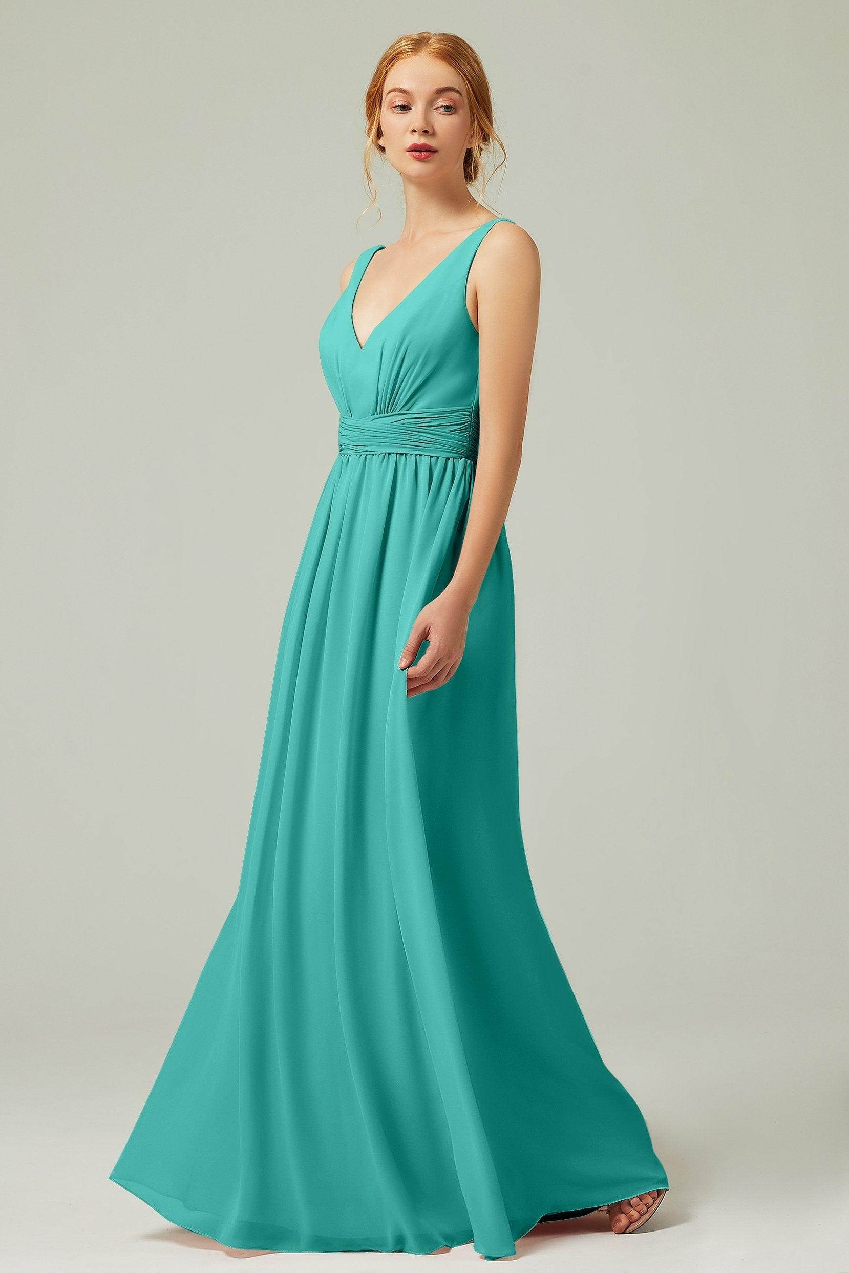 A-Line Floor Length Chiffon Bridesmaid Dress CB0318 - COCOMELODY