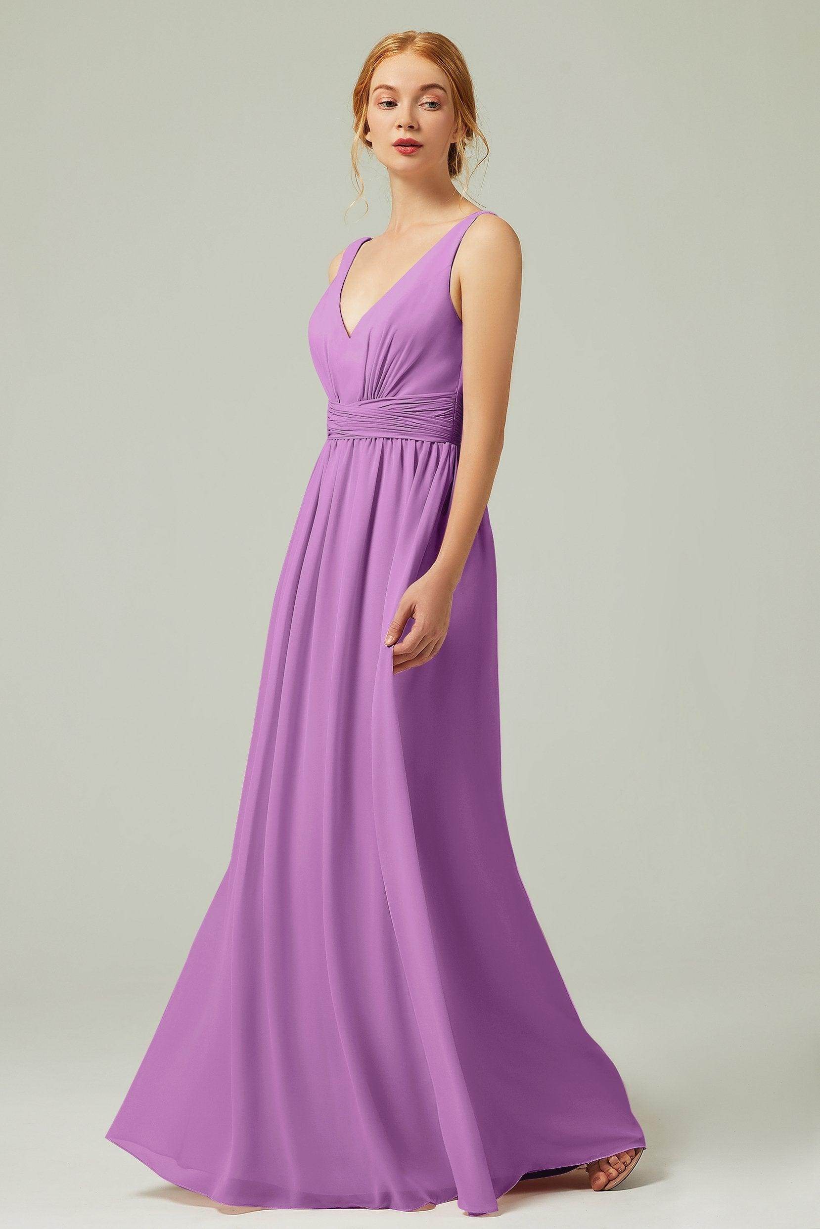 A-Line Floor Length Chiffon Bridesmaid Dress CB0318 - COCOMELODY