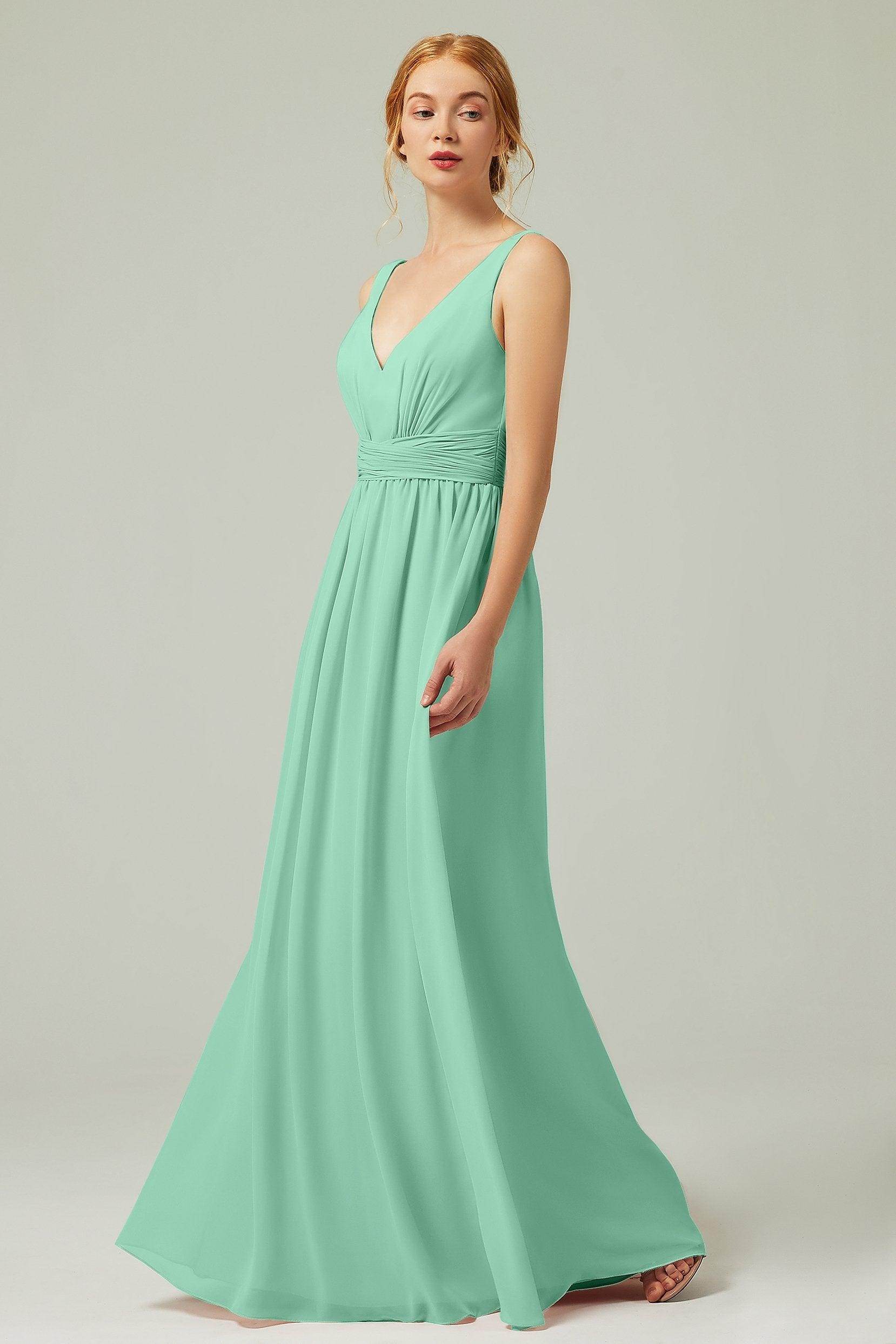 A-Line Floor Length Chiffon Bridesmaid Dress CB0318 - COCOMELODY