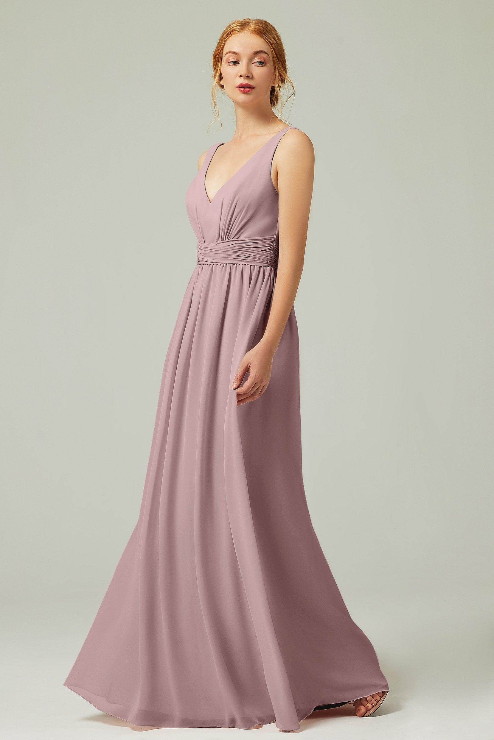 A-Line Floor Length Chiffon Bridesmaid Dress CB0318 - COCOMELODY
