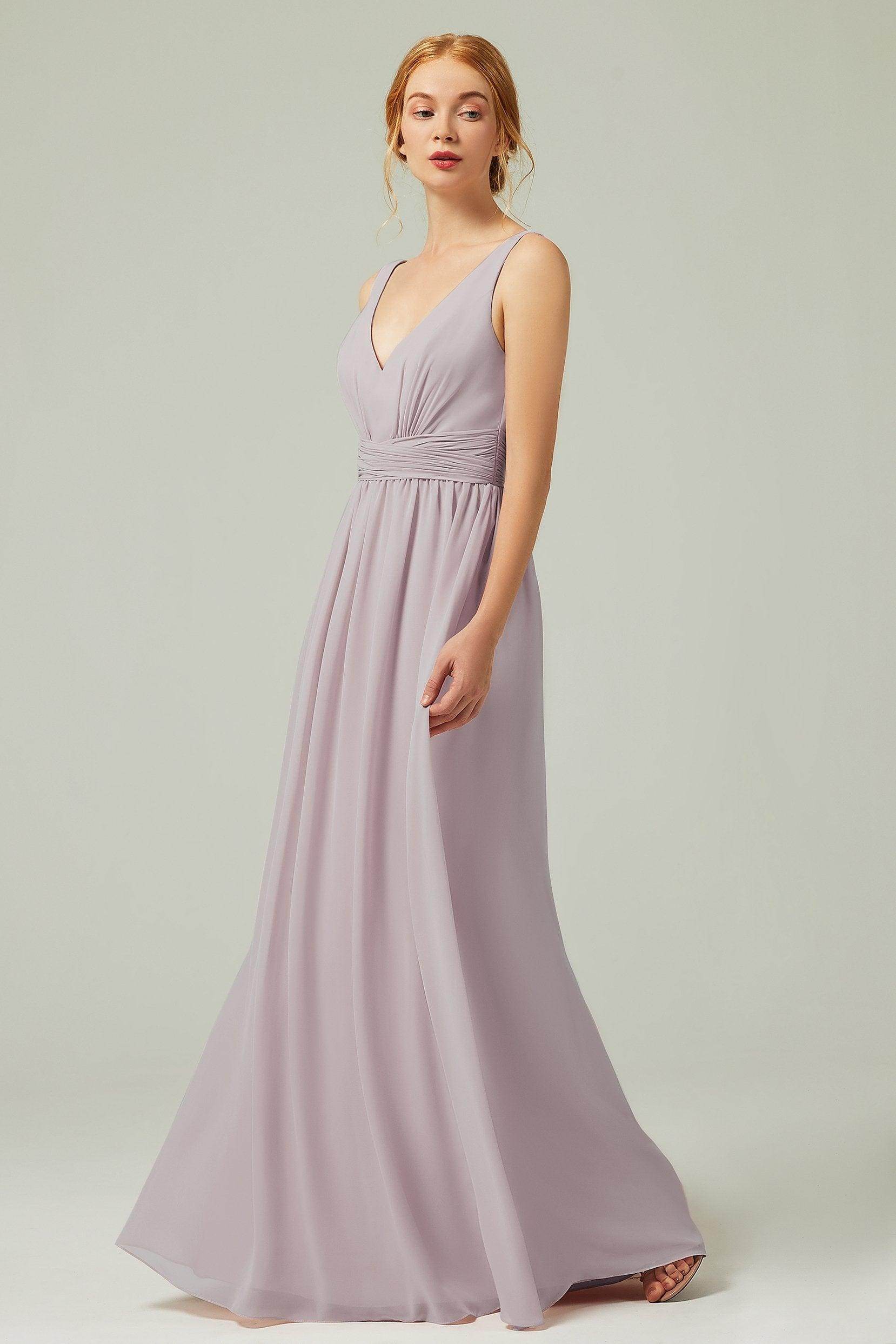 A-Line Floor Length Chiffon Bridesmaid Dress CB0318 - COCOMELODY