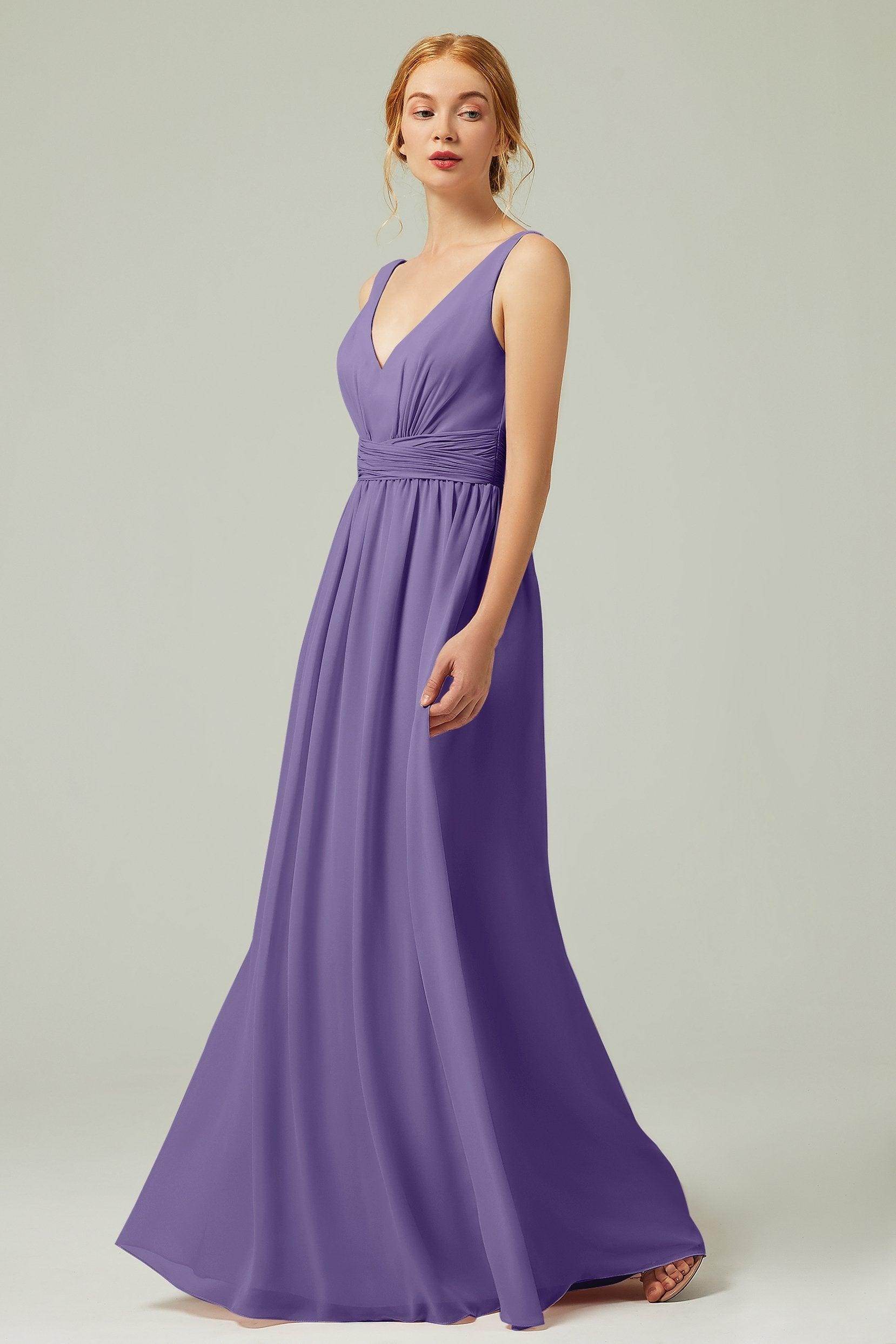 A-Line Floor Length Chiffon Bridesmaid Dress CB0318 - COCOMELODY