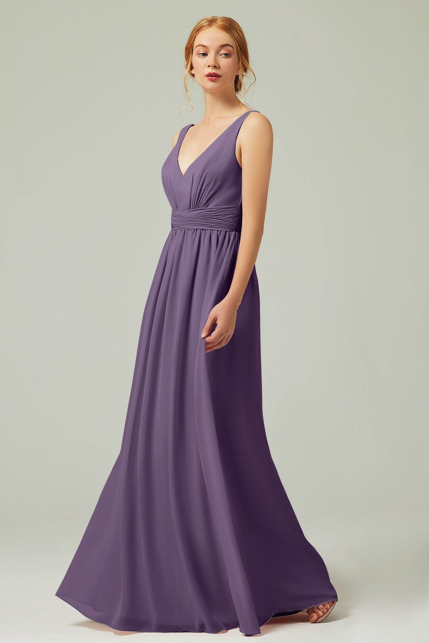 A-Line Floor Length Chiffon Bridesmaid Dress CB0318 - COCOMELODY