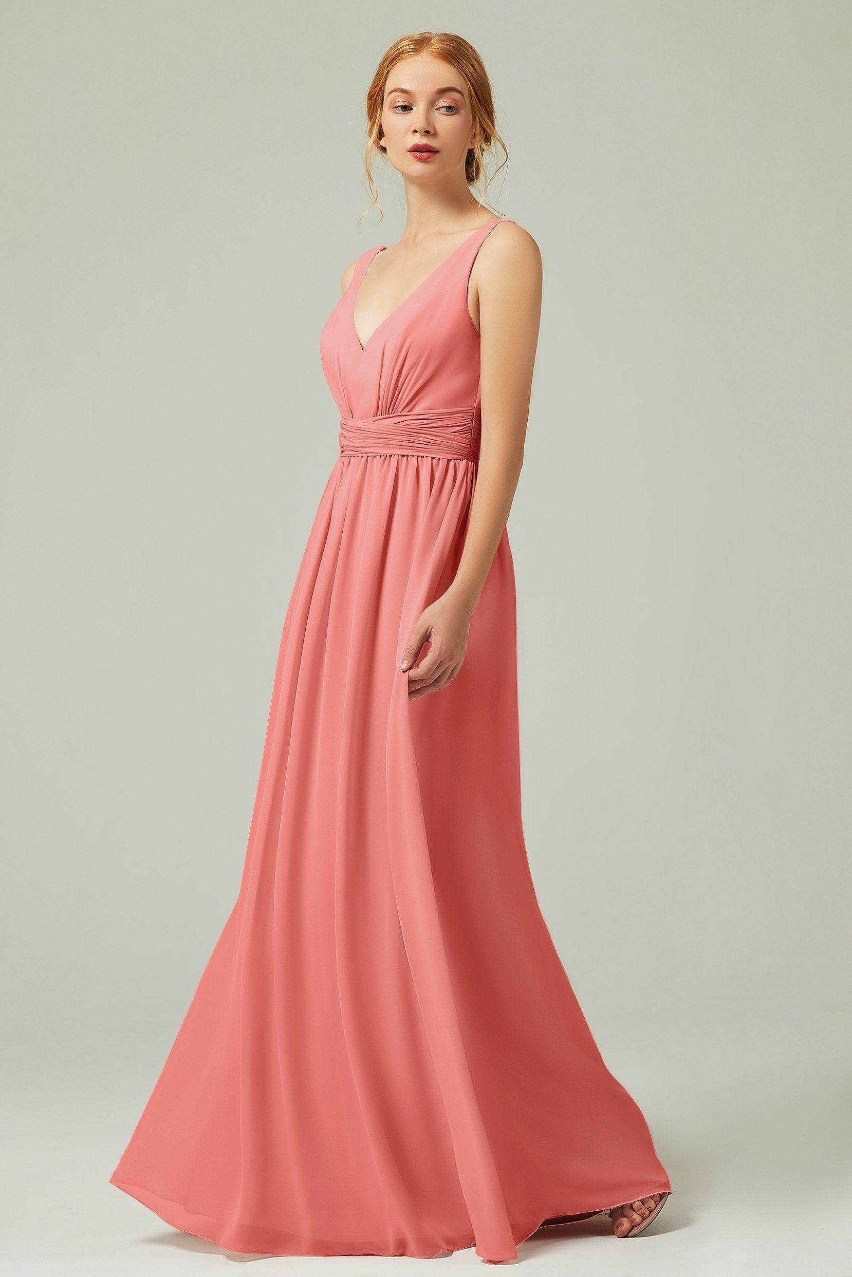 A-Line Floor Length Chiffon Bridesmaid Dress CB0318 - COCOMELODY