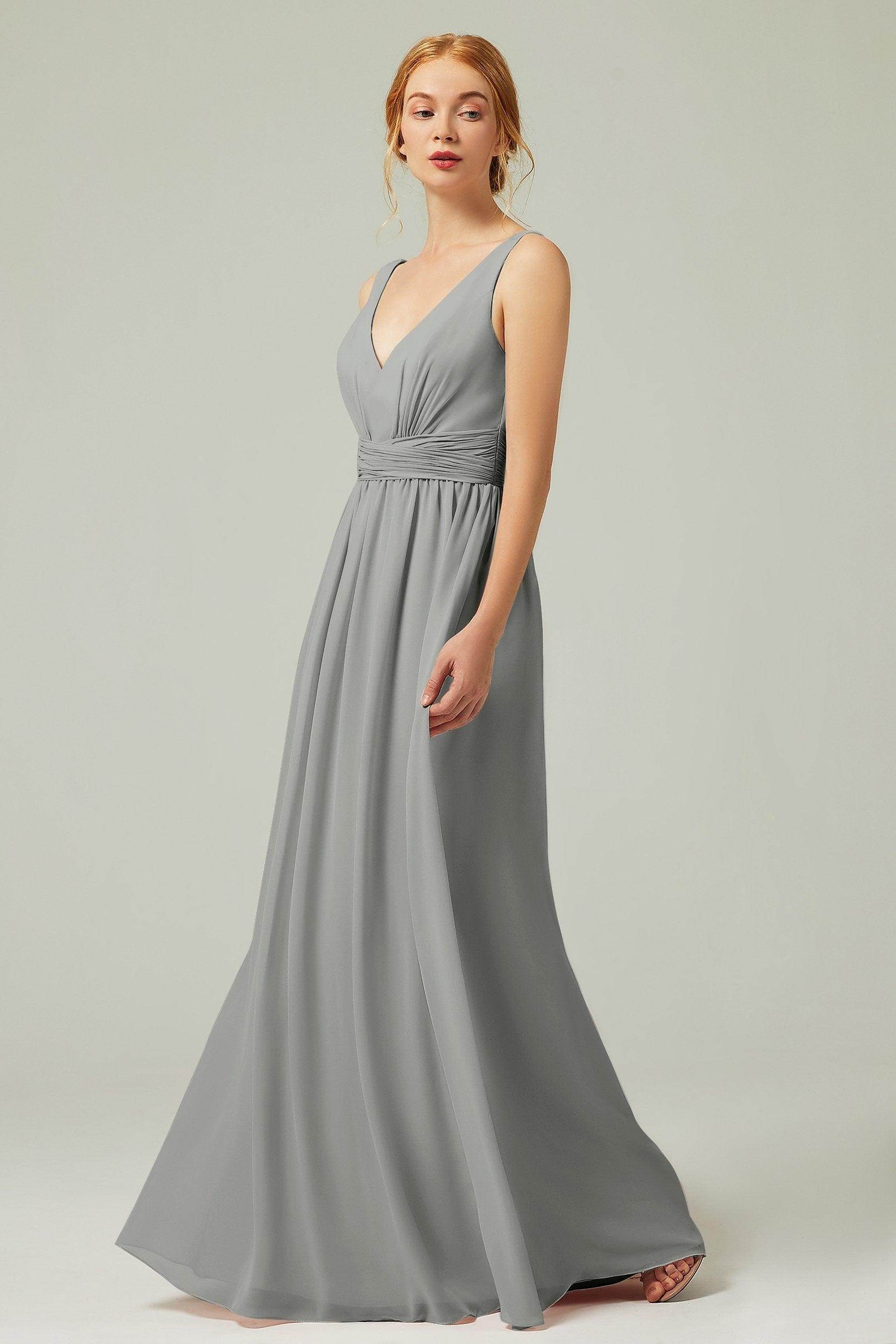 A-Line Floor Length Chiffon Bridesmaid Dress CB0318 - COCOMELODY