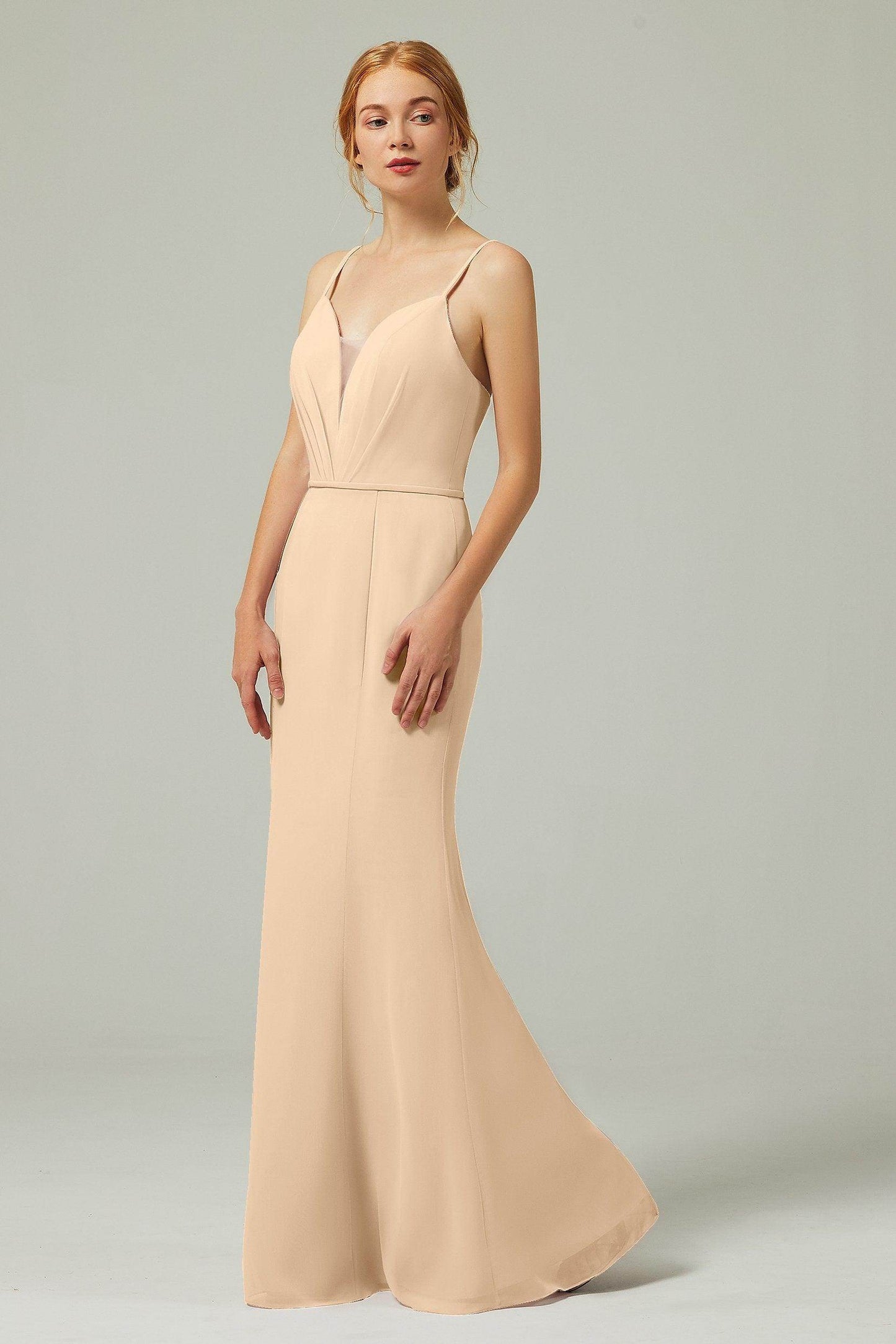 Trumpet-Mermaid Floor Length Chiffon Bridesmaid Dress CB0319 - COCOMELODY