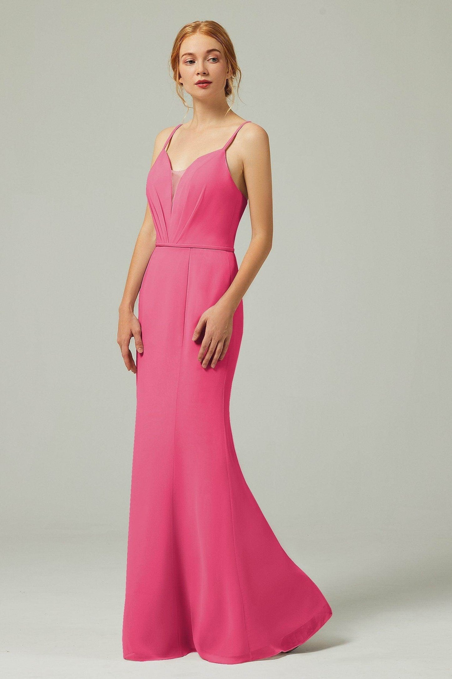 Trumpet-Mermaid Floor Length Chiffon Bridesmaid Dress CB0319 - COCOMELODY