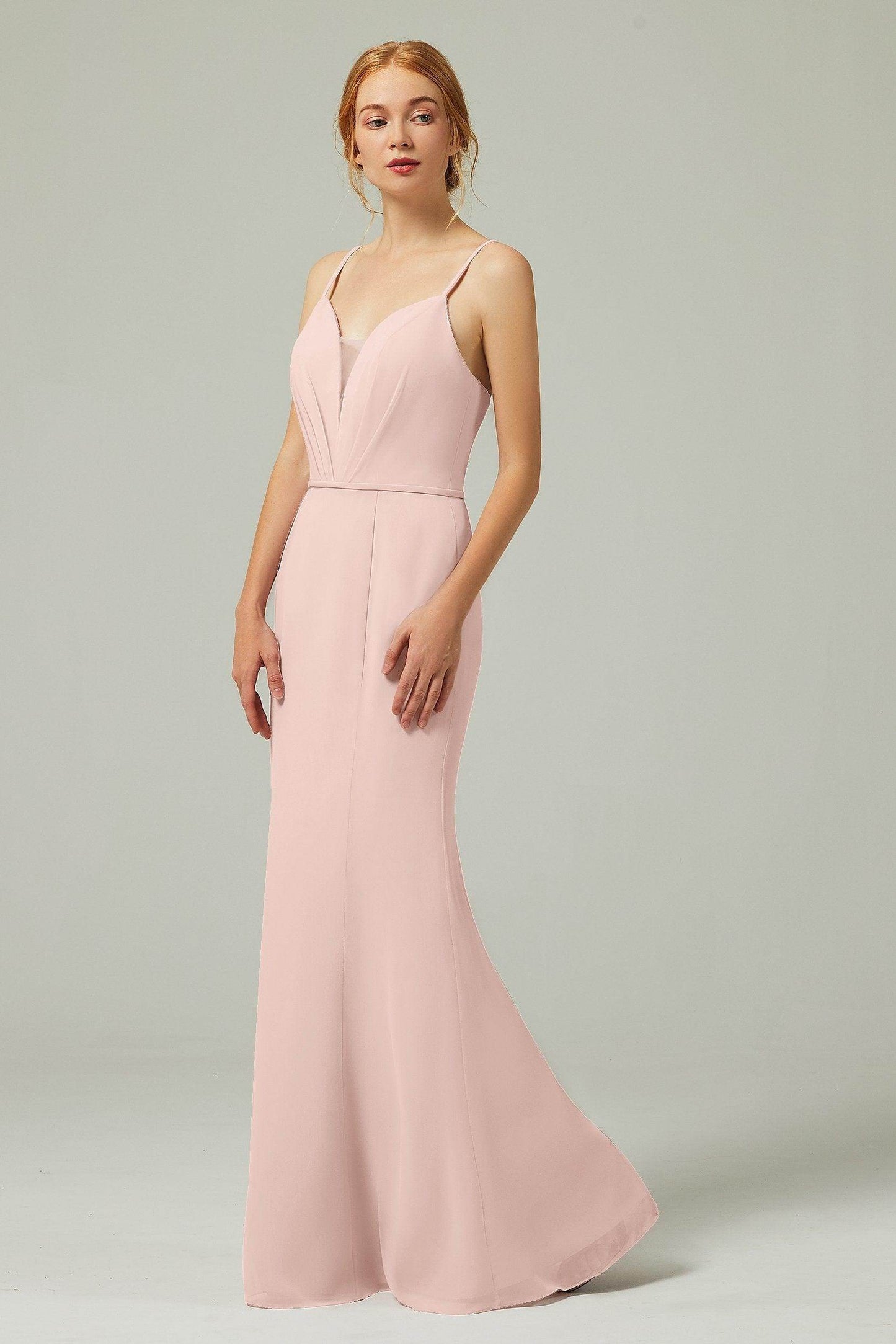 Trumpet-Mermaid Floor Length Chiffon Bridesmaid Dress CB0319 - COCOMELODY