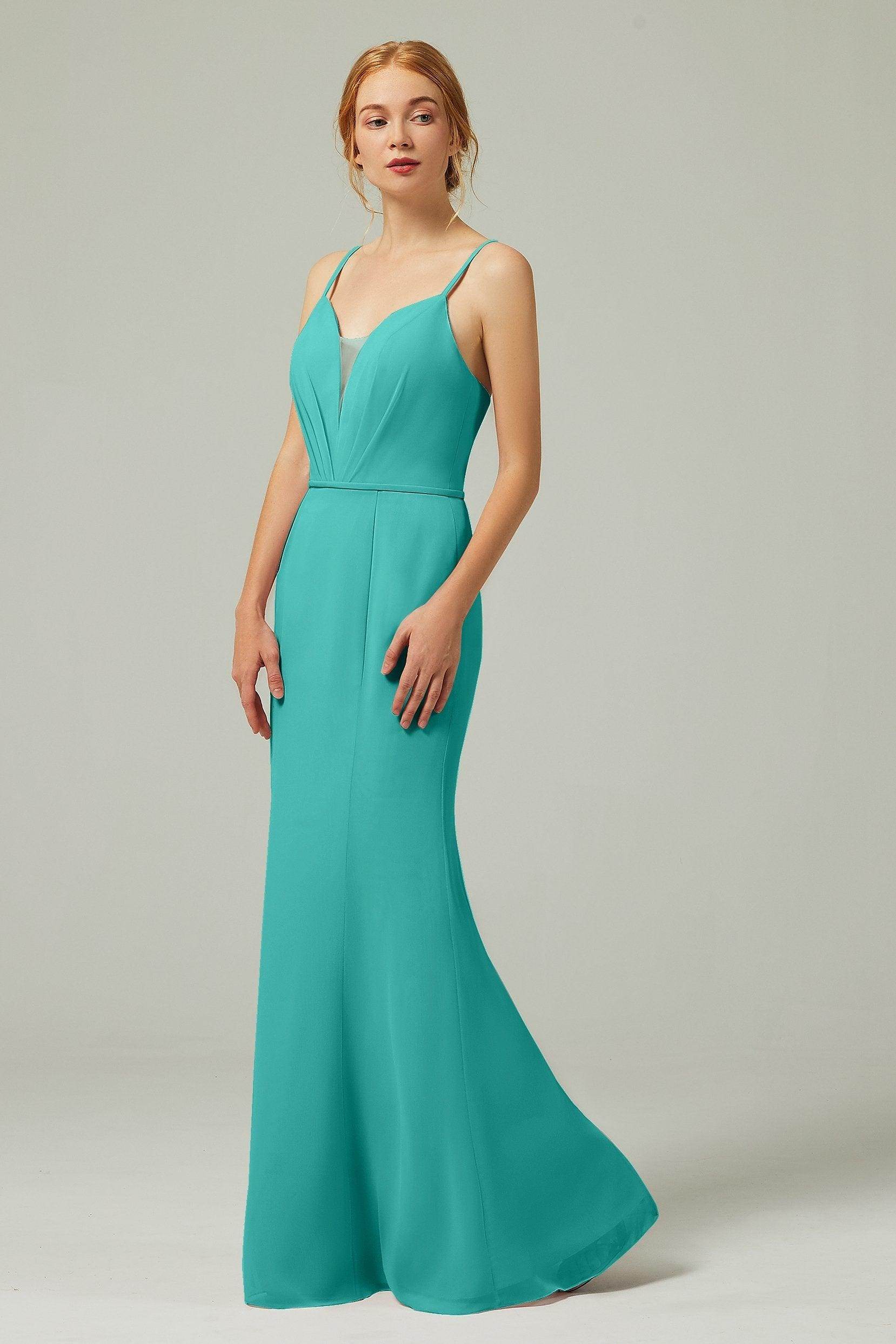 Trumpet-Mermaid Floor Length Chiffon Bridesmaid Dress CB0319 - COCOMELODY