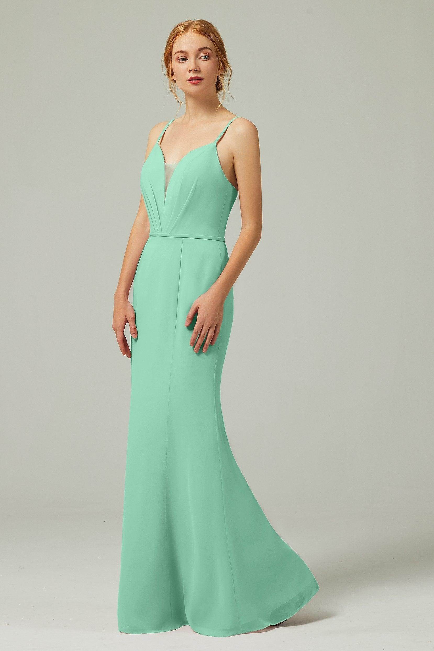 Trumpet-Mermaid Floor Length Chiffon Bridesmaid Dress CB0319 - COCOMELODY