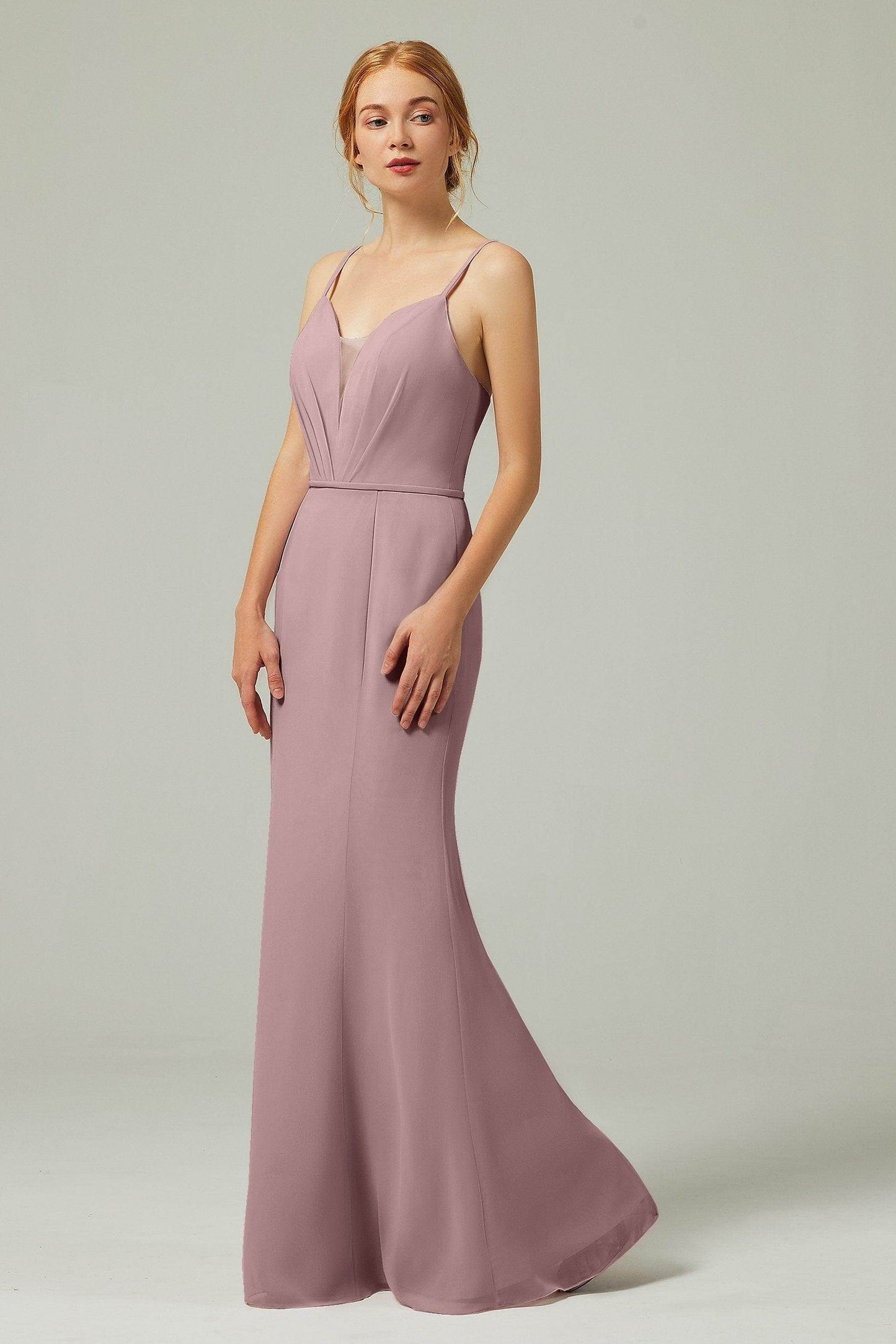 Trumpet-Mermaid Floor Length Chiffon Bridesmaid Dress CB0319 - COCOMELODY