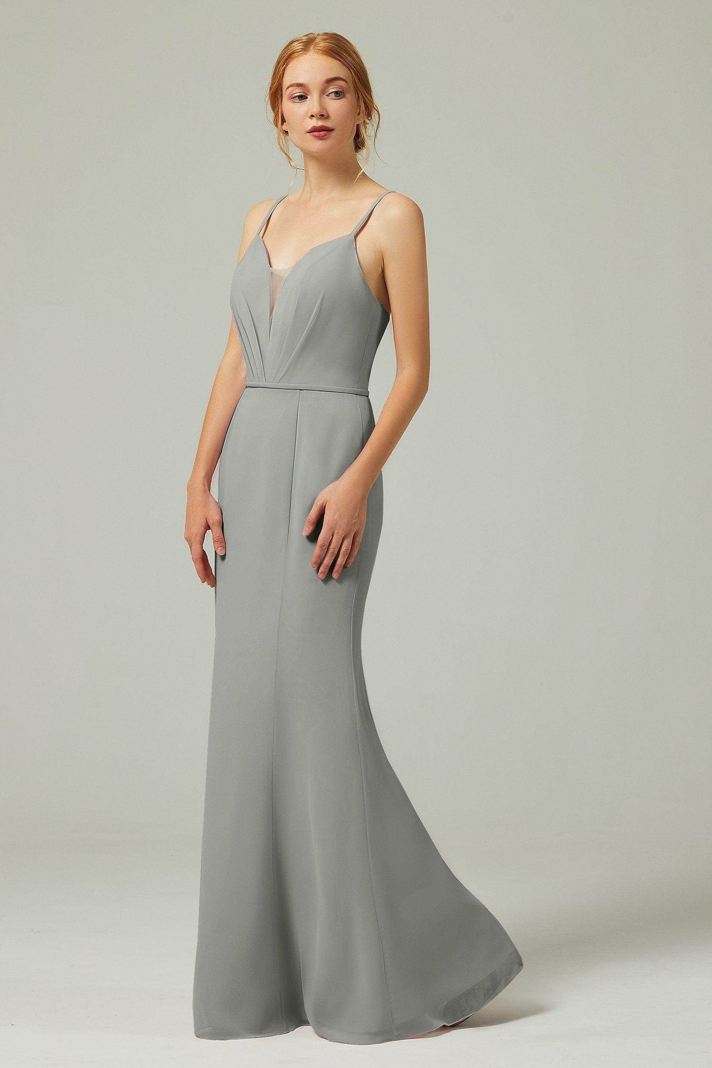Trumpet-Mermaid Floor Length Chiffon Bridesmaid Dress CB0319 - COCOMELODY
