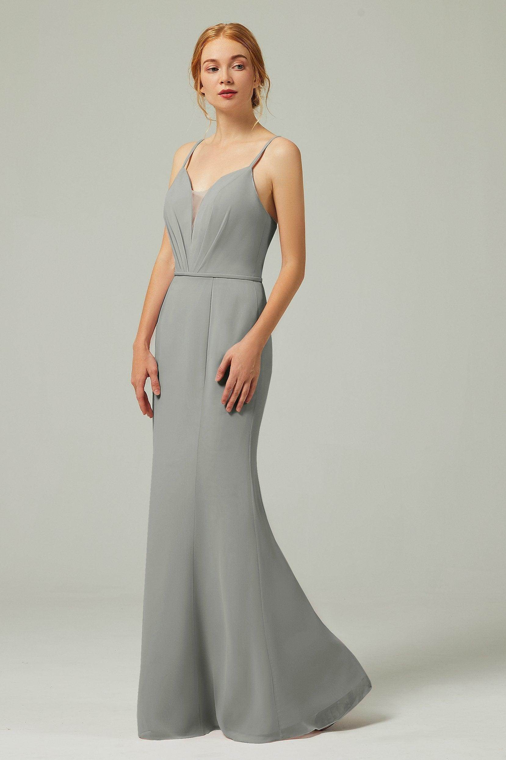 Trumpet-Mermaid Floor Length Chiffon Bridesmaid Dress CB0319 - COCOMELODY