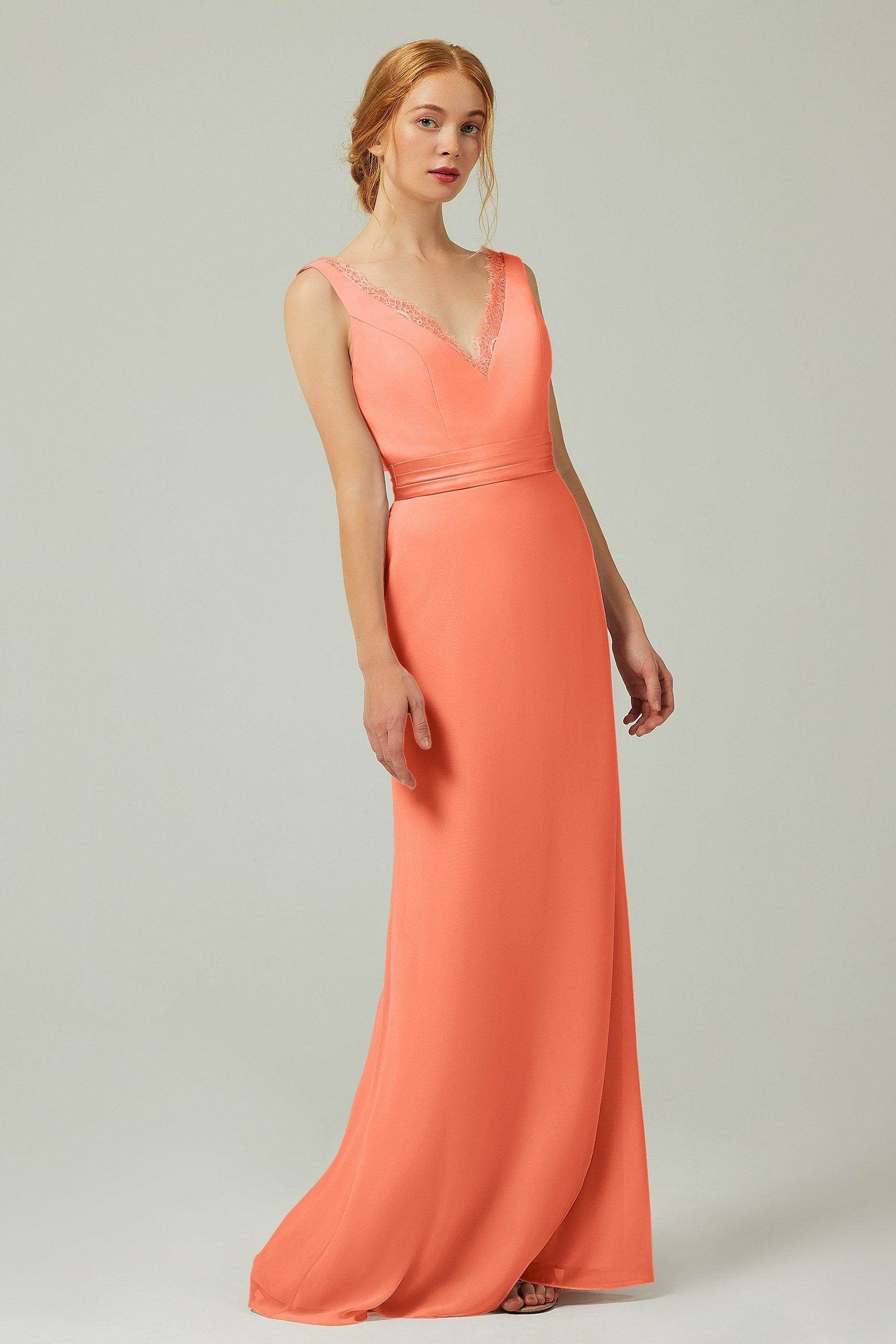 Sheath-Column Floor Length Chiffon Bridesmaid Dress CB0320 - COCOMELODY