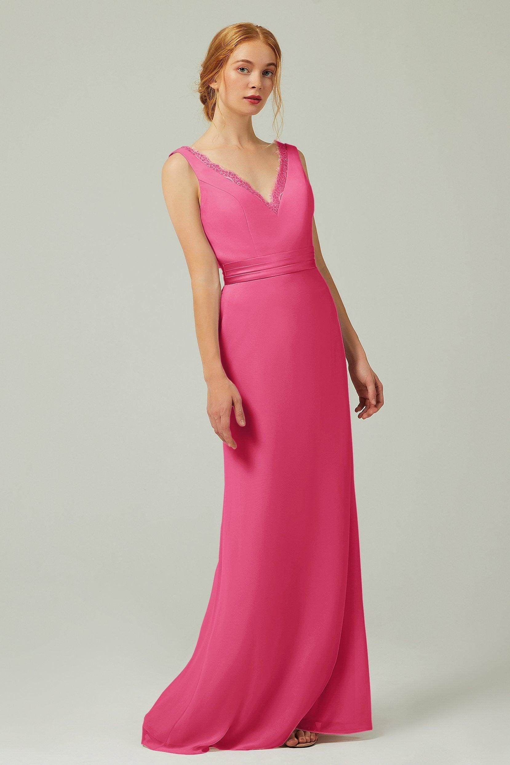 Sheath-Column Floor Length Chiffon Bridesmaid Dress CB0320 - COCOMELODY