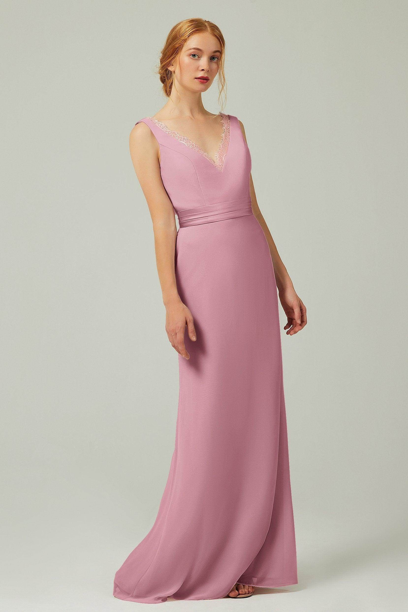 Sheath-Column Floor Length Chiffon Bridesmaid Dress CB0320 - COCOMELODY