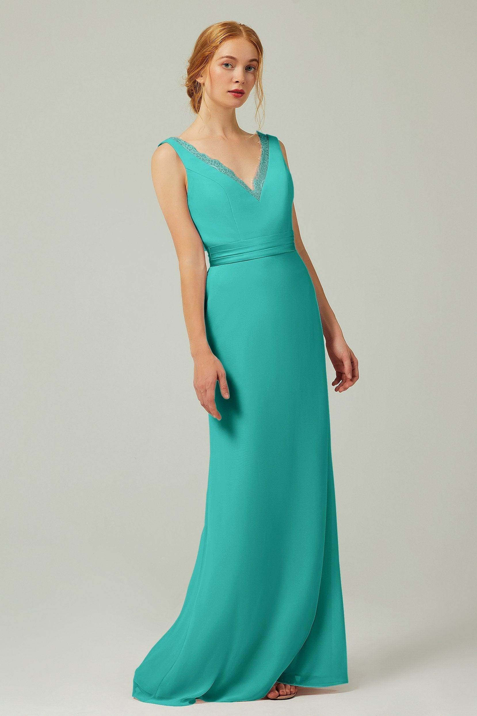 Sheath-Column Floor Length Chiffon Bridesmaid Dress CB0320 - COCOMELODY