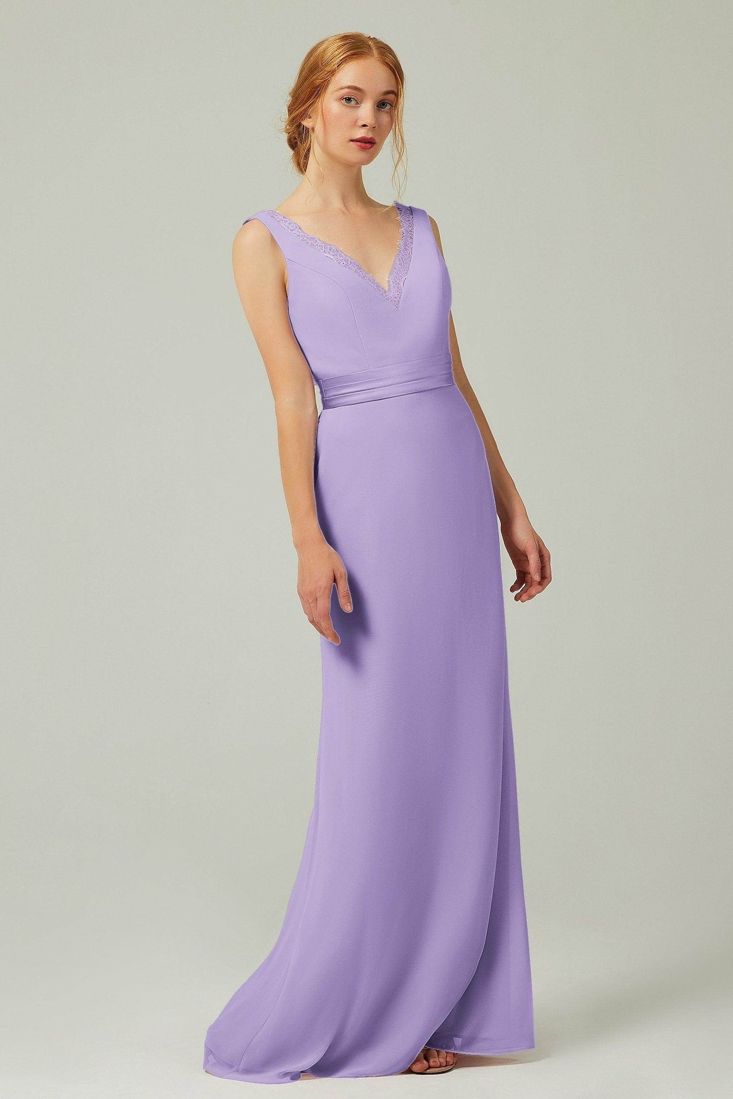 Sheath-Column Floor Length Chiffon Bridesmaid Dress CB0320 - COCOMELODY