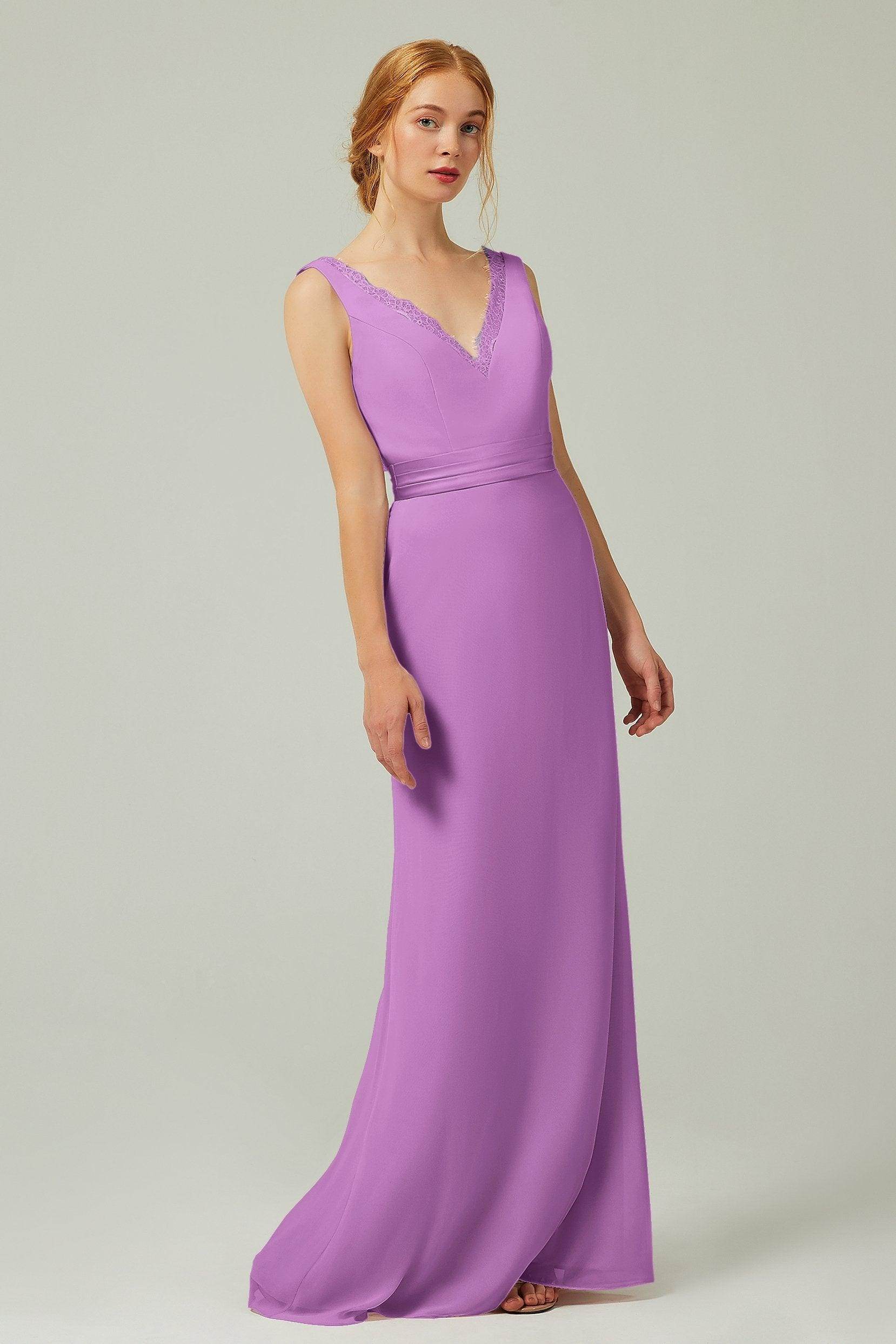 Sheath-Column Floor Length Chiffon Bridesmaid Dress CB0320 - COCOMELODY