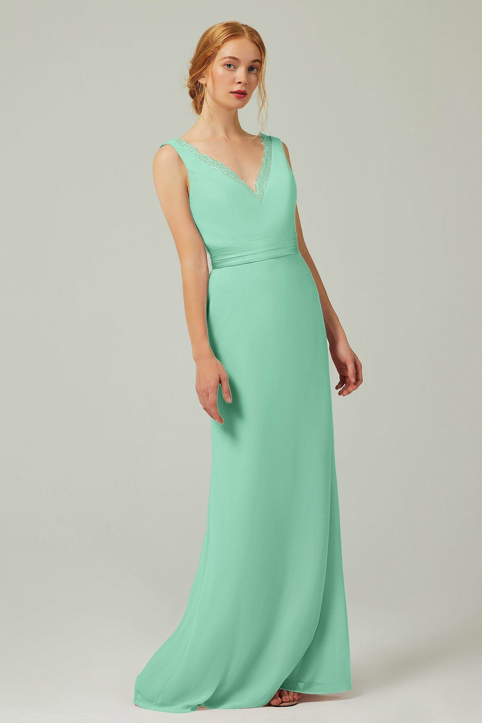 Sheath-Column Floor Length Chiffon Bridesmaid Dress CB0320 - COCOMELODY