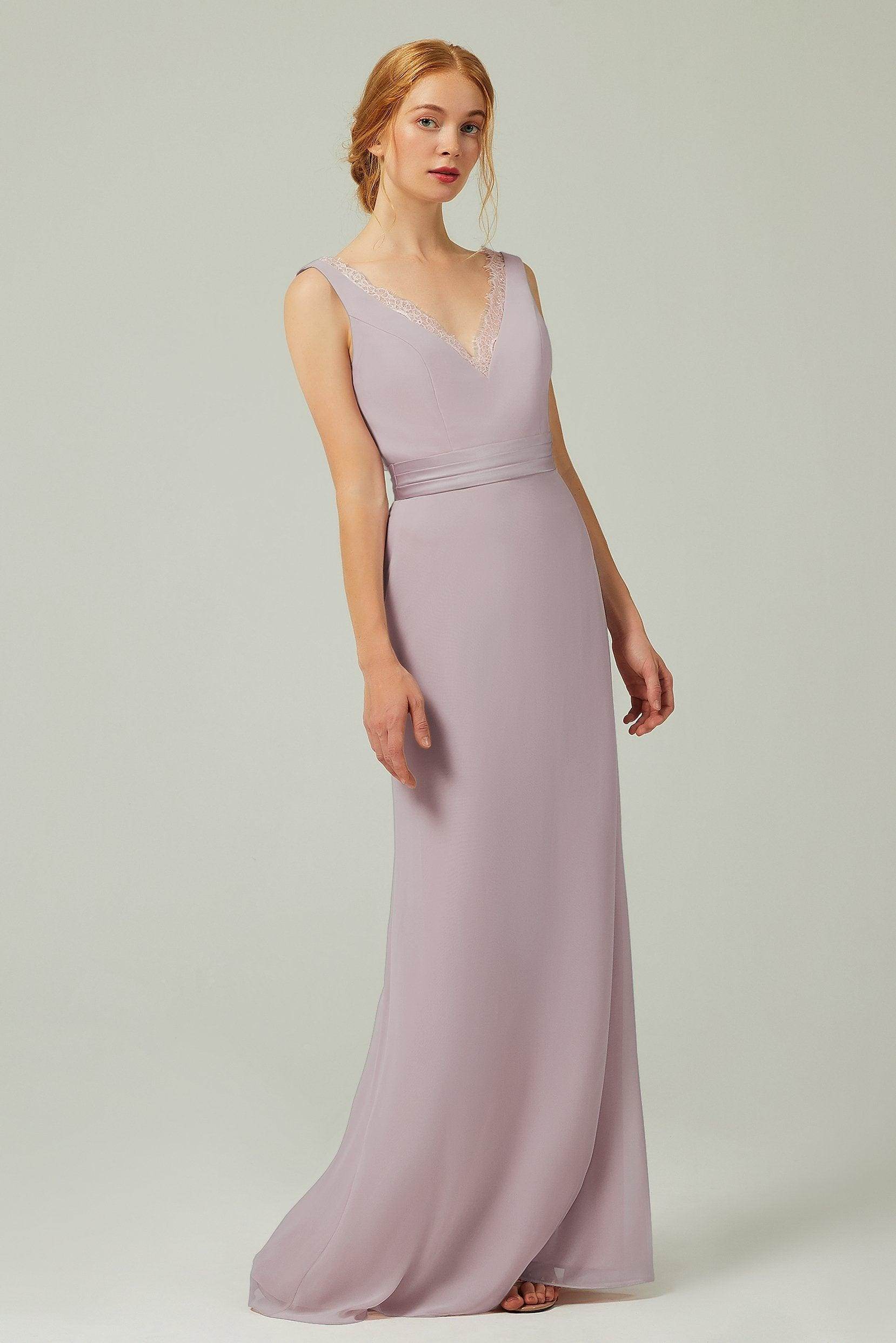 Sheath-Column Floor Length Chiffon Bridesmaid Dress CB0320 - COCOMELODY