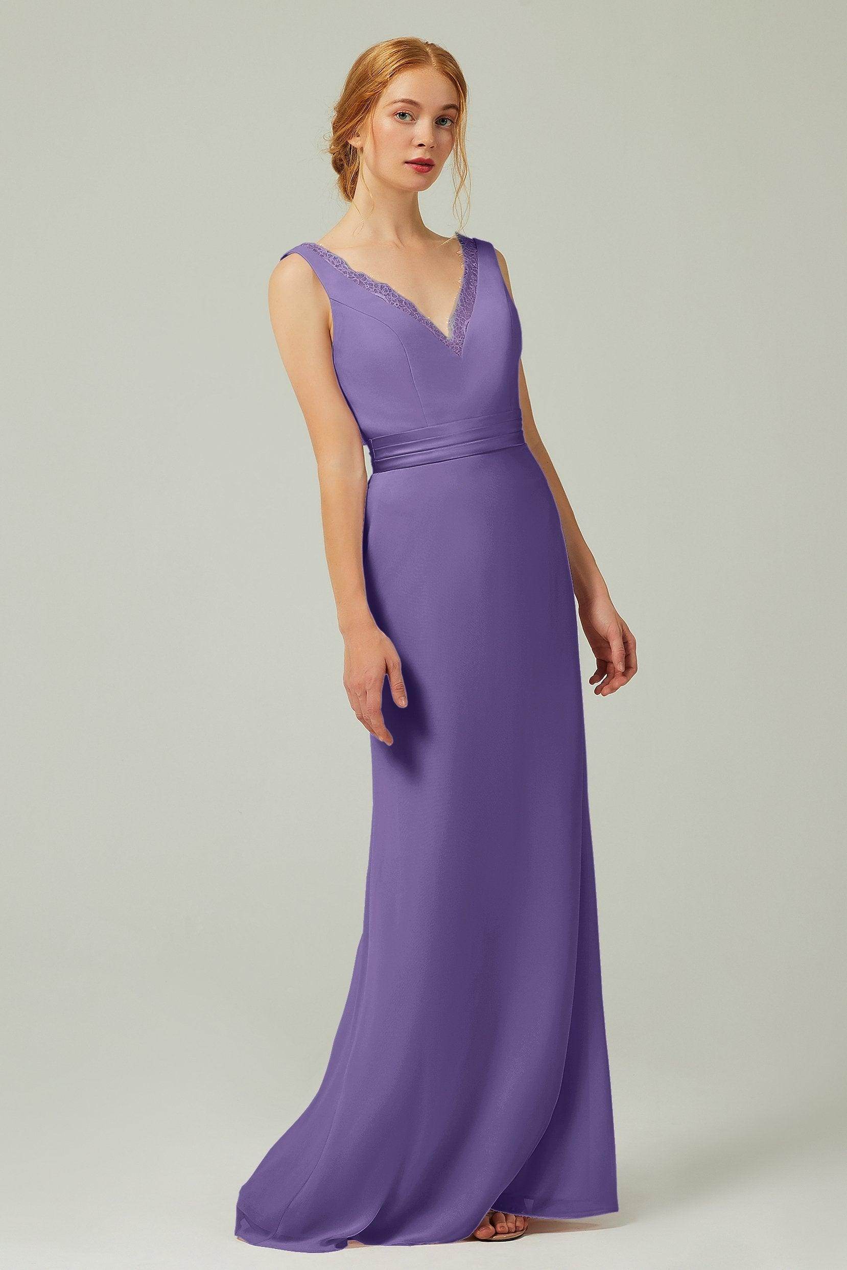 Sheath-Column Floor Length Chiffon Bridesmaid Dress CB0320 - COCOMELODY