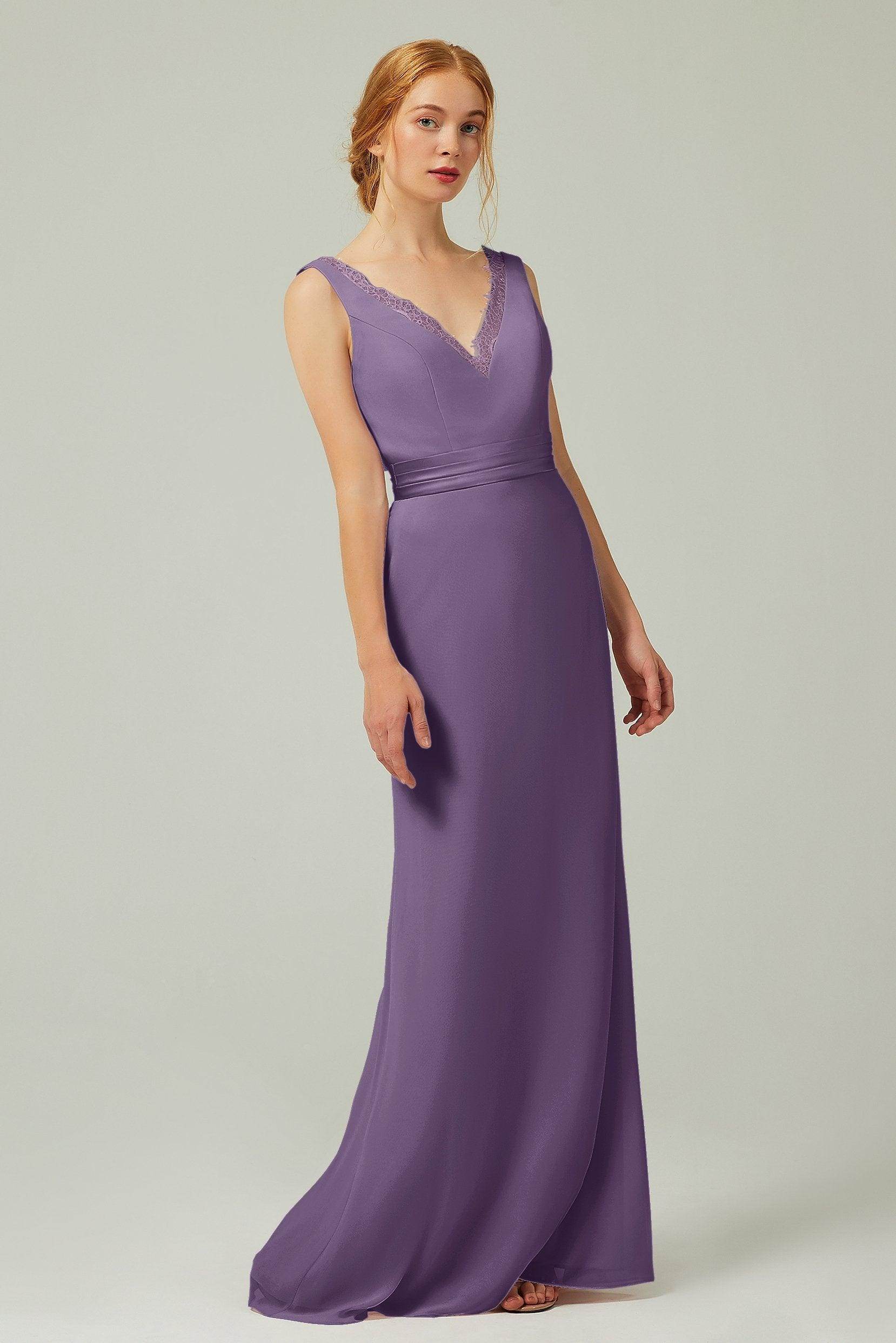 Sheath-Column Floor Length Chiffon Bridesmaid Dress CB0320 - COCOMELODY