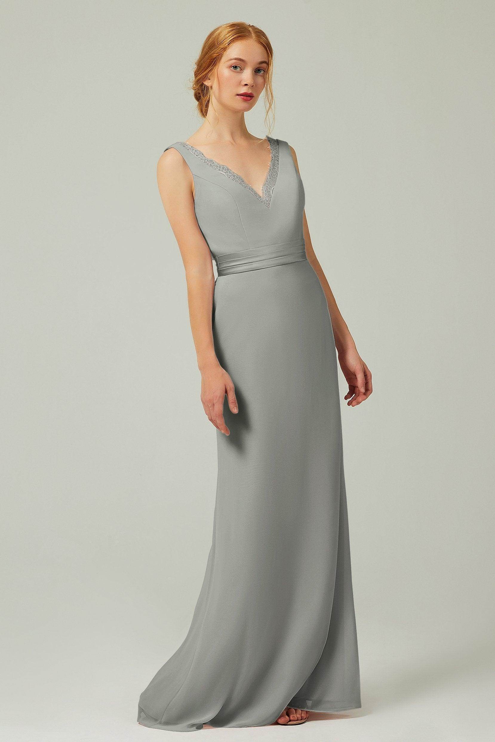 Sheath-Column Floor Length Chiffon Bridesmaid Dress CB0320 - COCOMELODY
