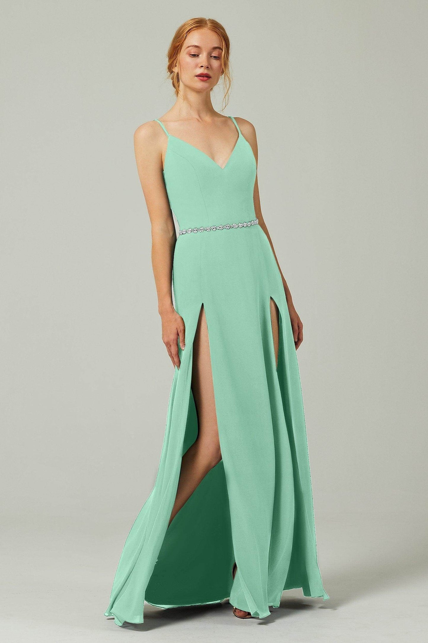 A-Line Floor Length Chiffon Bridesmaid Dress CB0321 - COCOMELODY