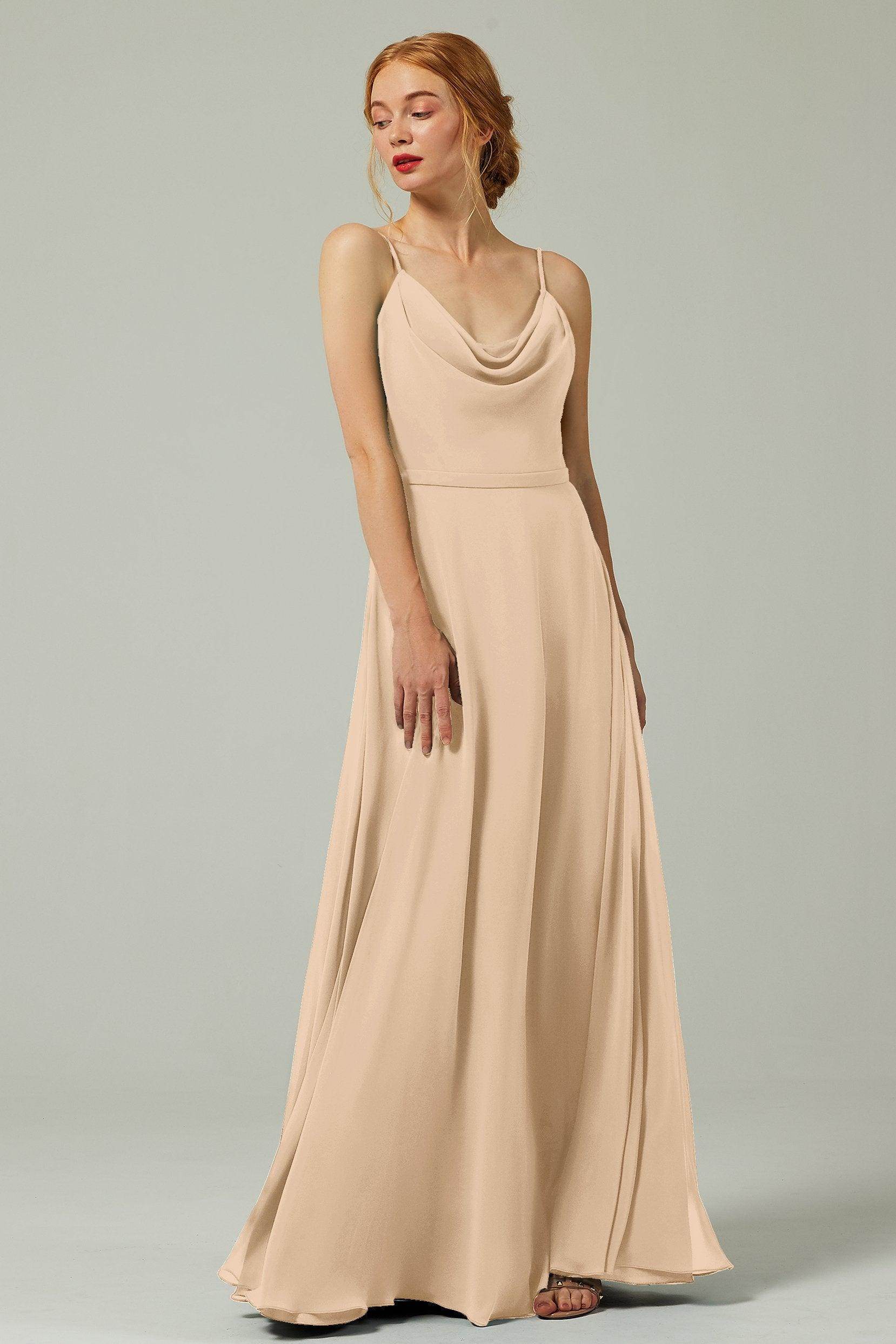A-Line Floor Length Chiffon Bridesmaid Dress CB0322 - COCOMELODY