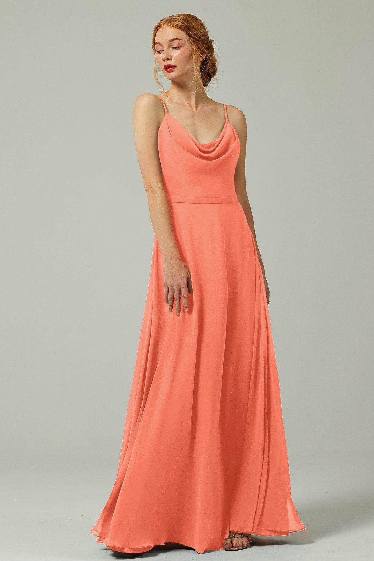 A-Line Floor Length Chiffon Bridesmaid Dress CB0322 - COCOMELODY