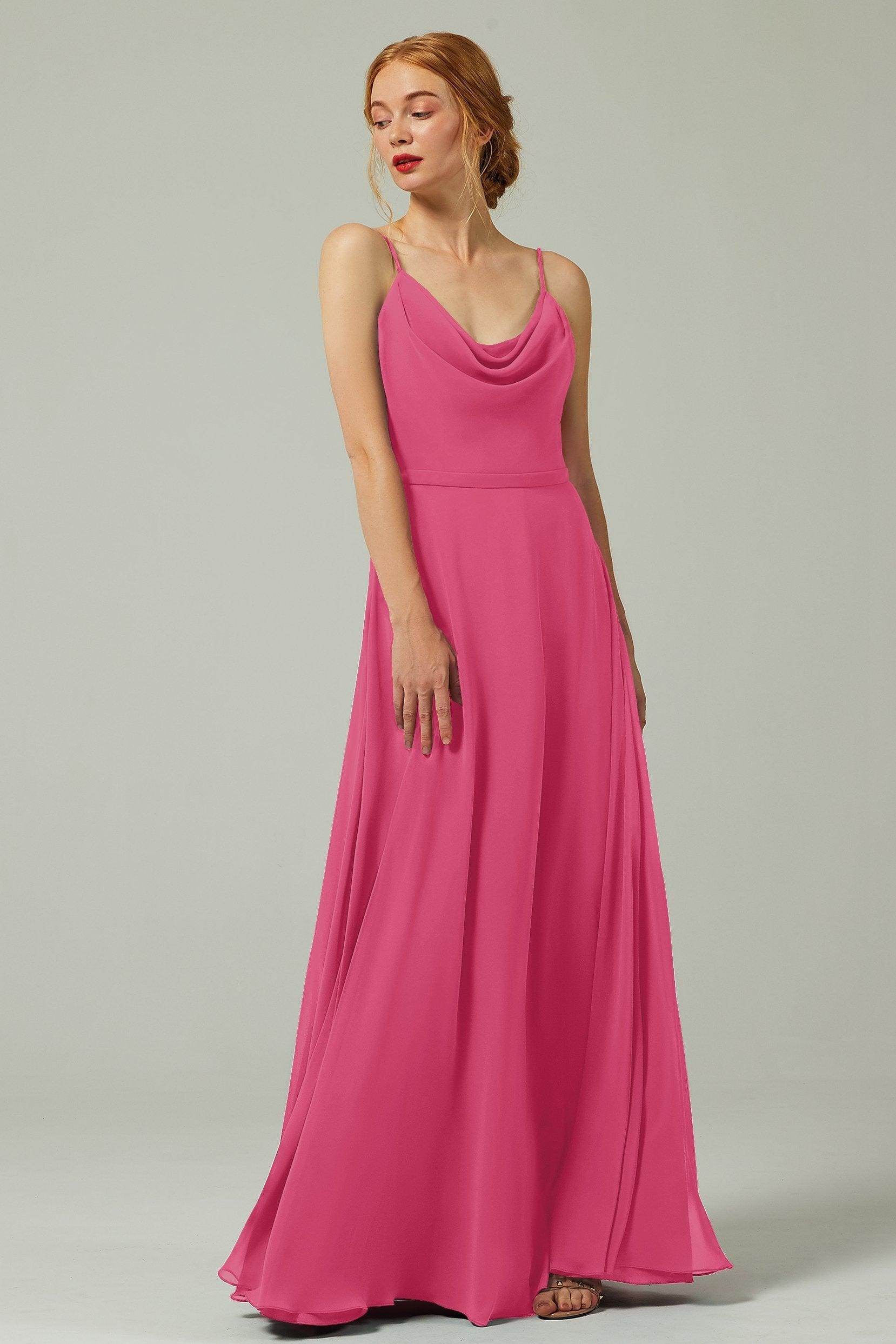 A-Line Floor Length Chiffon Bridesmaid Dress CB0322 - COCOMELODY