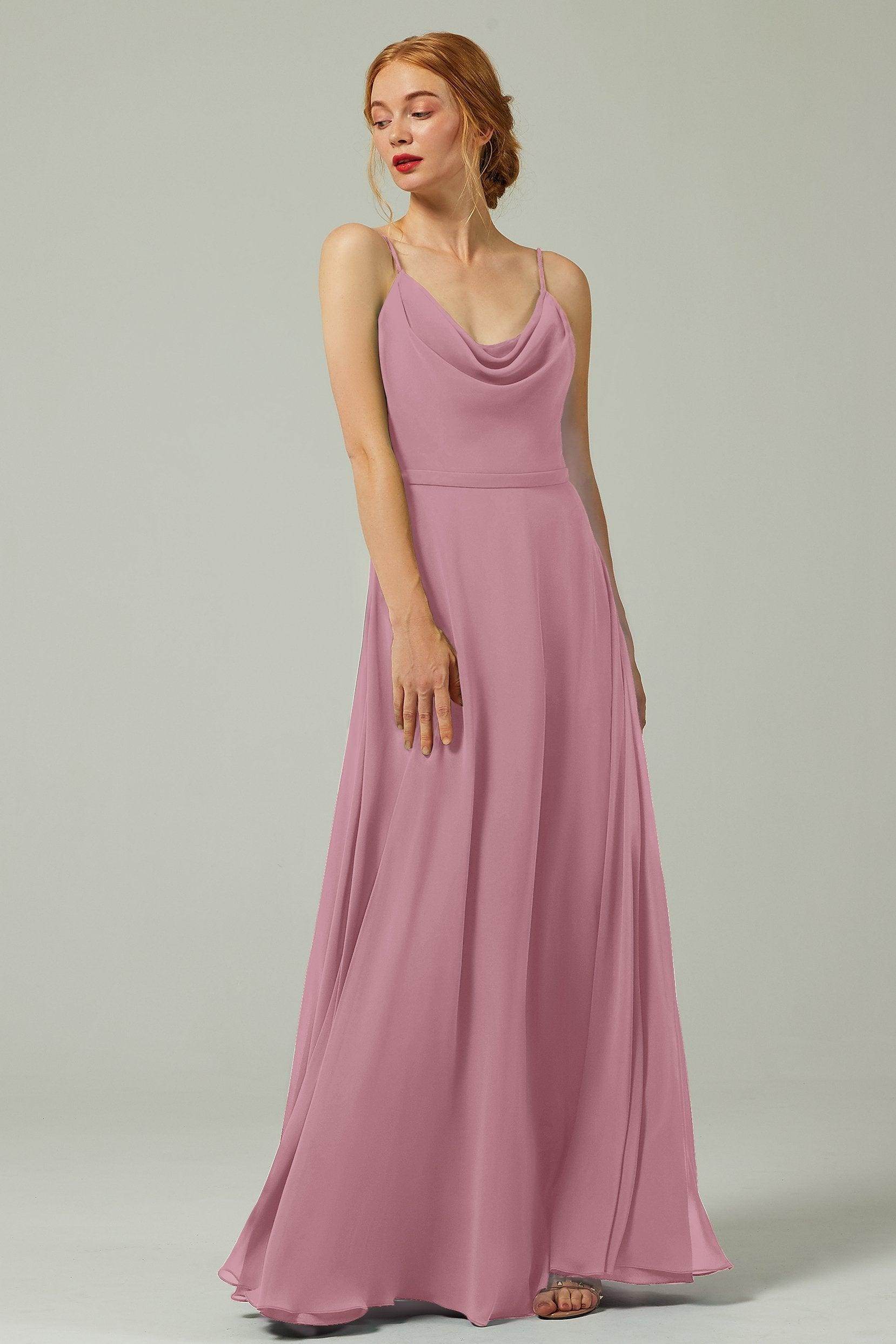 A-Line Floor Length Chiffon Bridesmaid Dress CB0322 - COCOMELODY