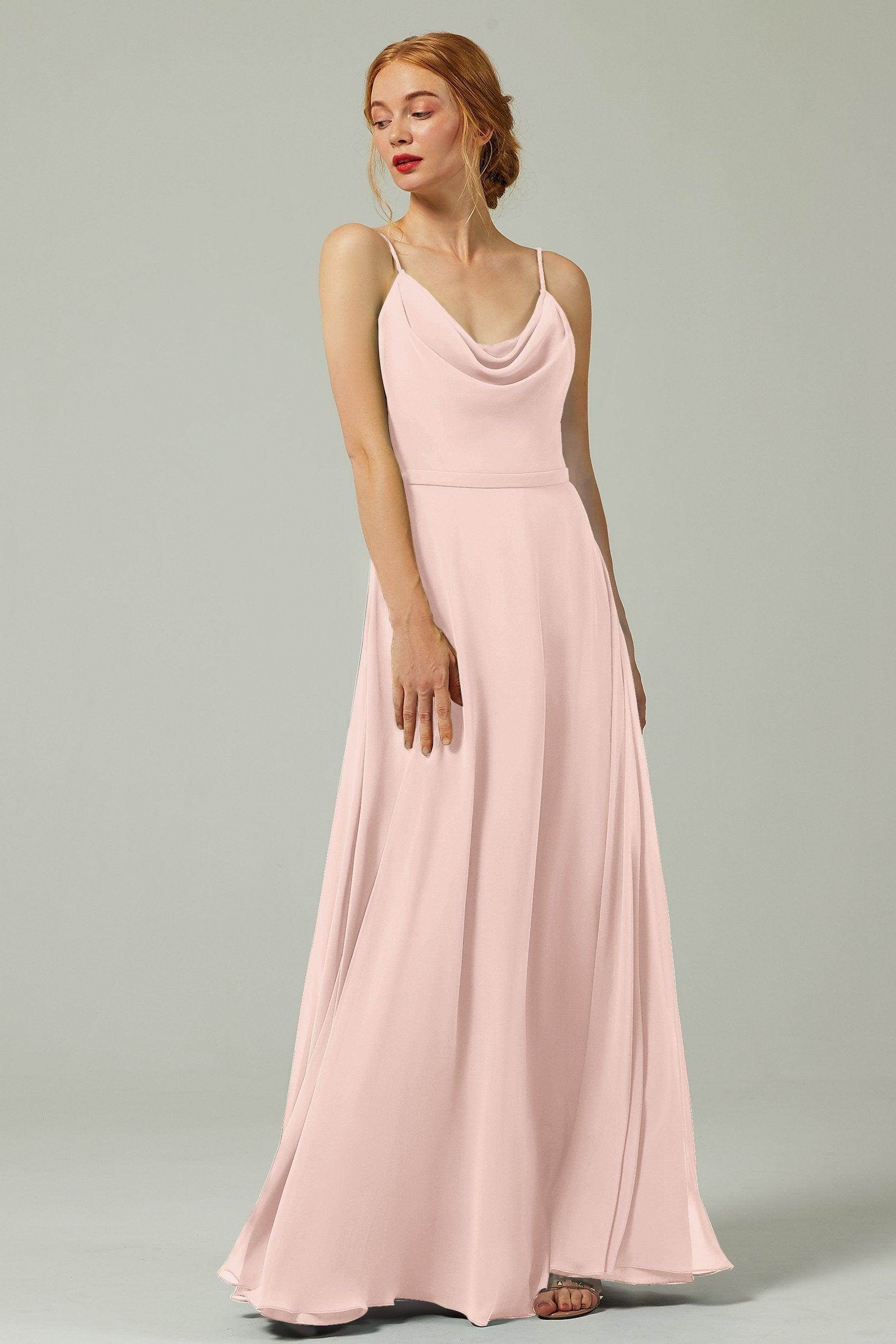 A-Line Floor Length Chiffon Bridesmaid Dress CB0322 - COCOMELODY