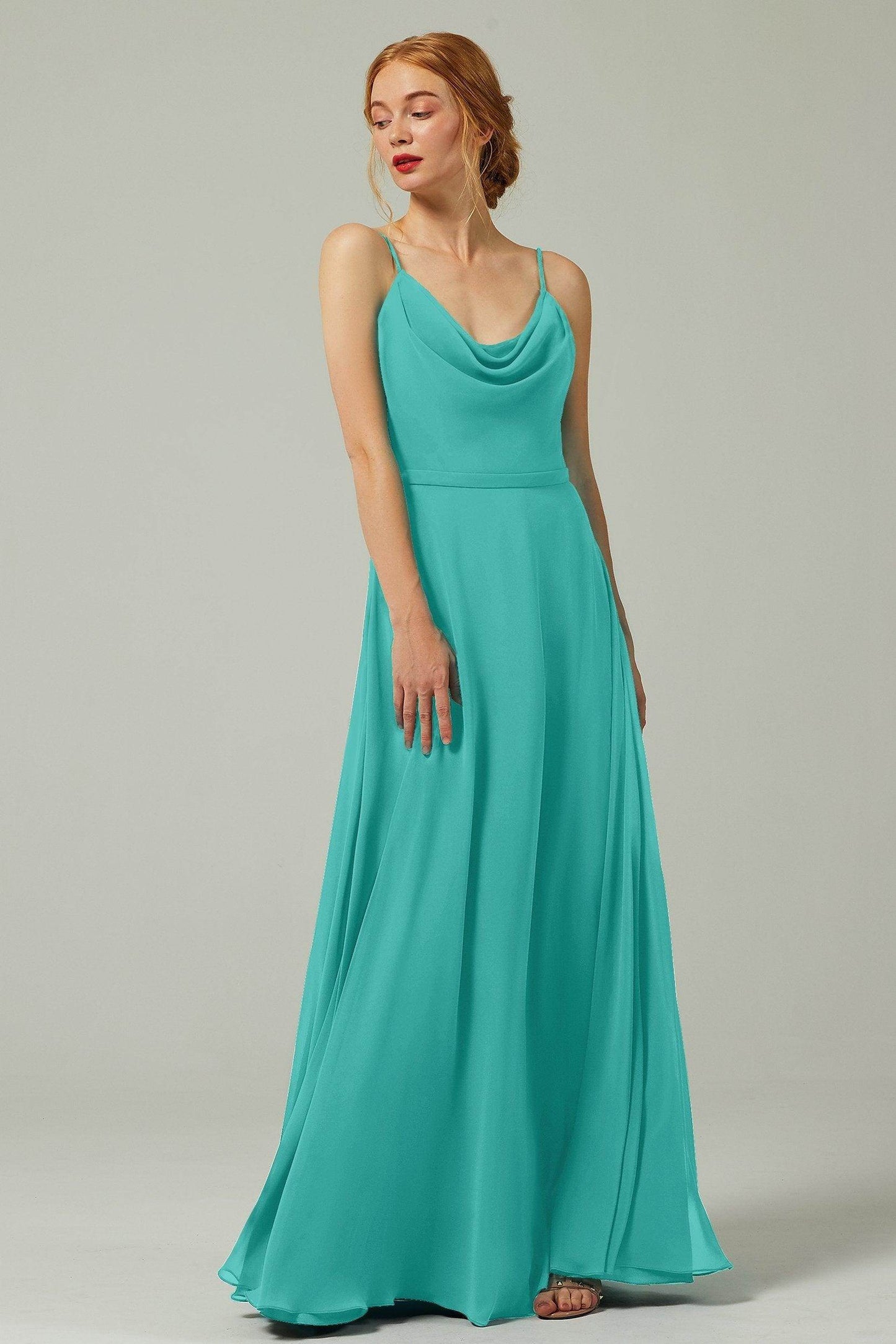 A-Line Floor Length Chiffon Bridesmaid Dress CB0322 - COCOMELODY