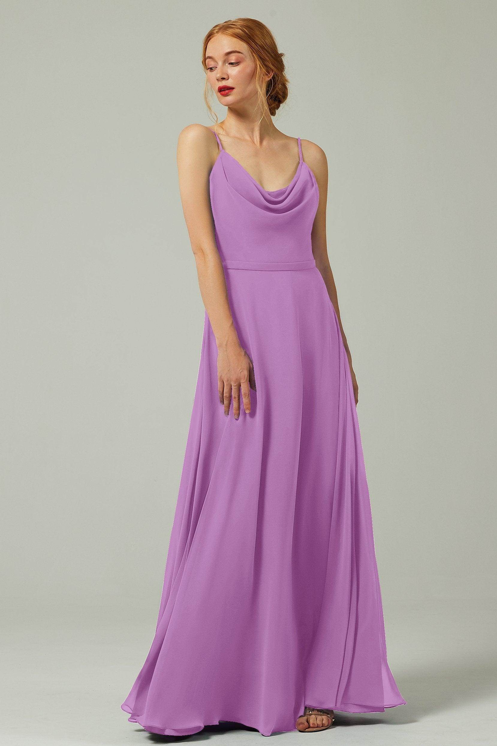 A-Line Floor Length Chiffon Bridesmaid Dress CB0322 - COCOMELODY