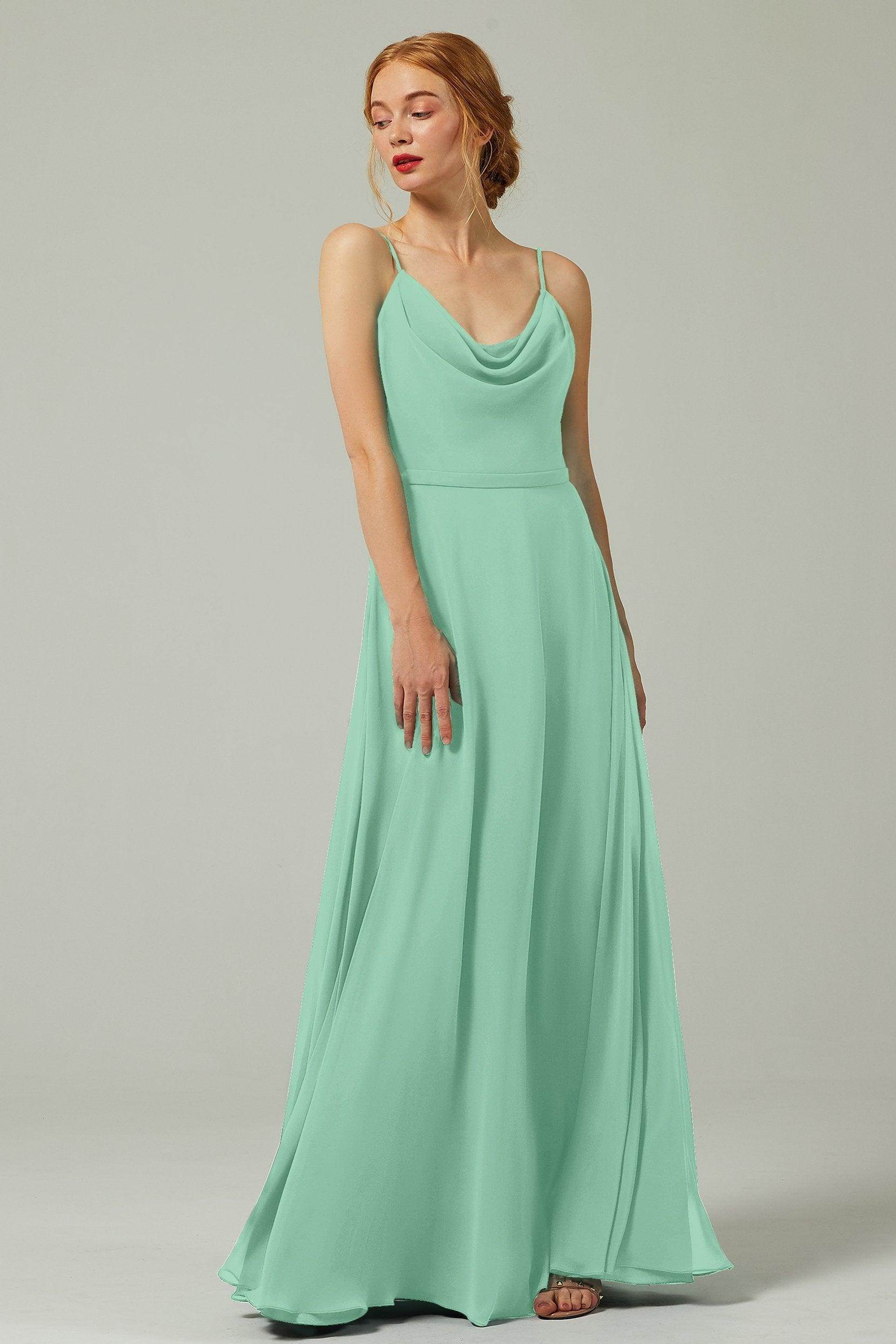 A-Line Floor Length Chiffon Bridesmaid Dress CB0322 - COCOMELODY