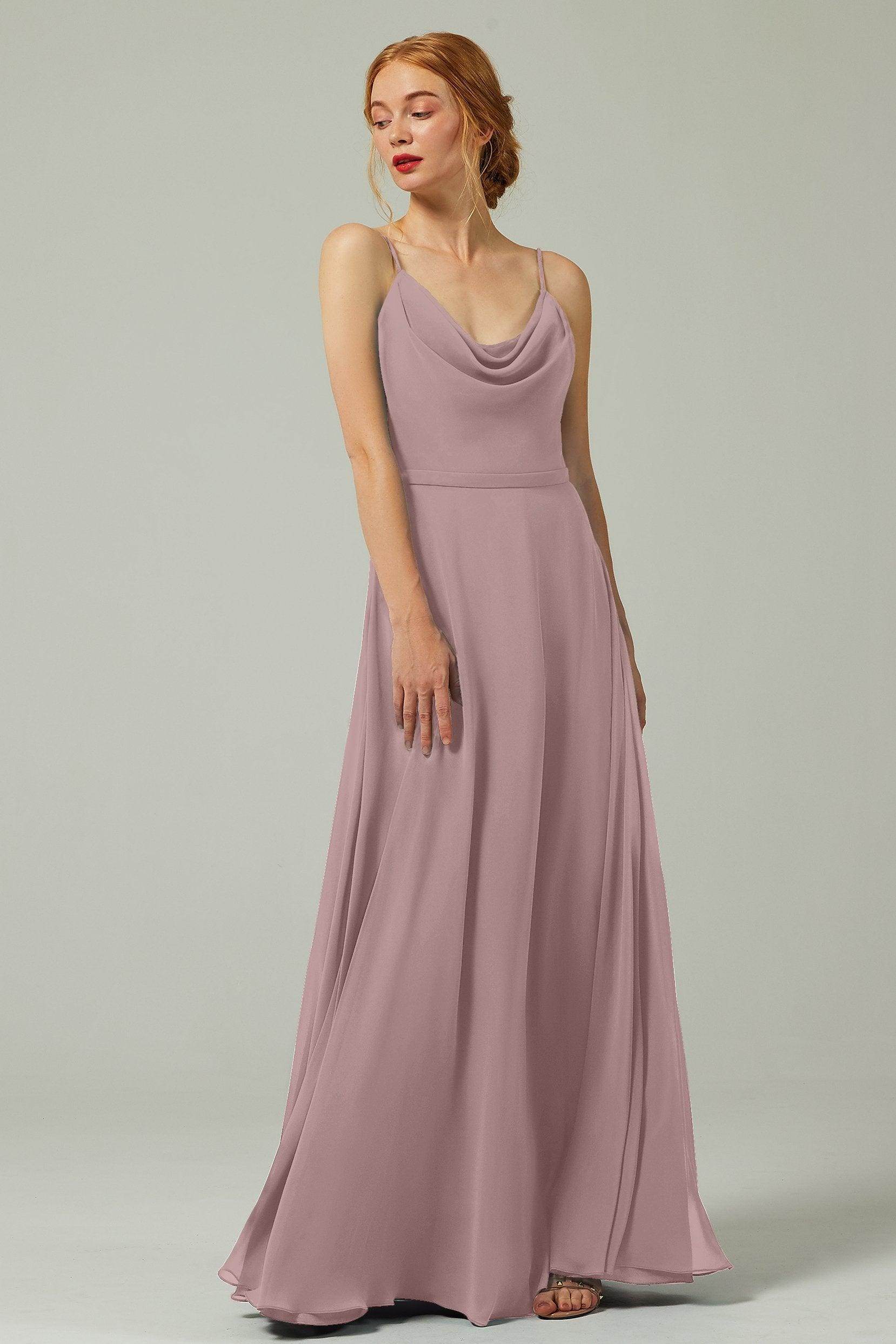 A-Line Floor Length Chiffon Bridesmaid Dress CB0322 - COCOMELODY