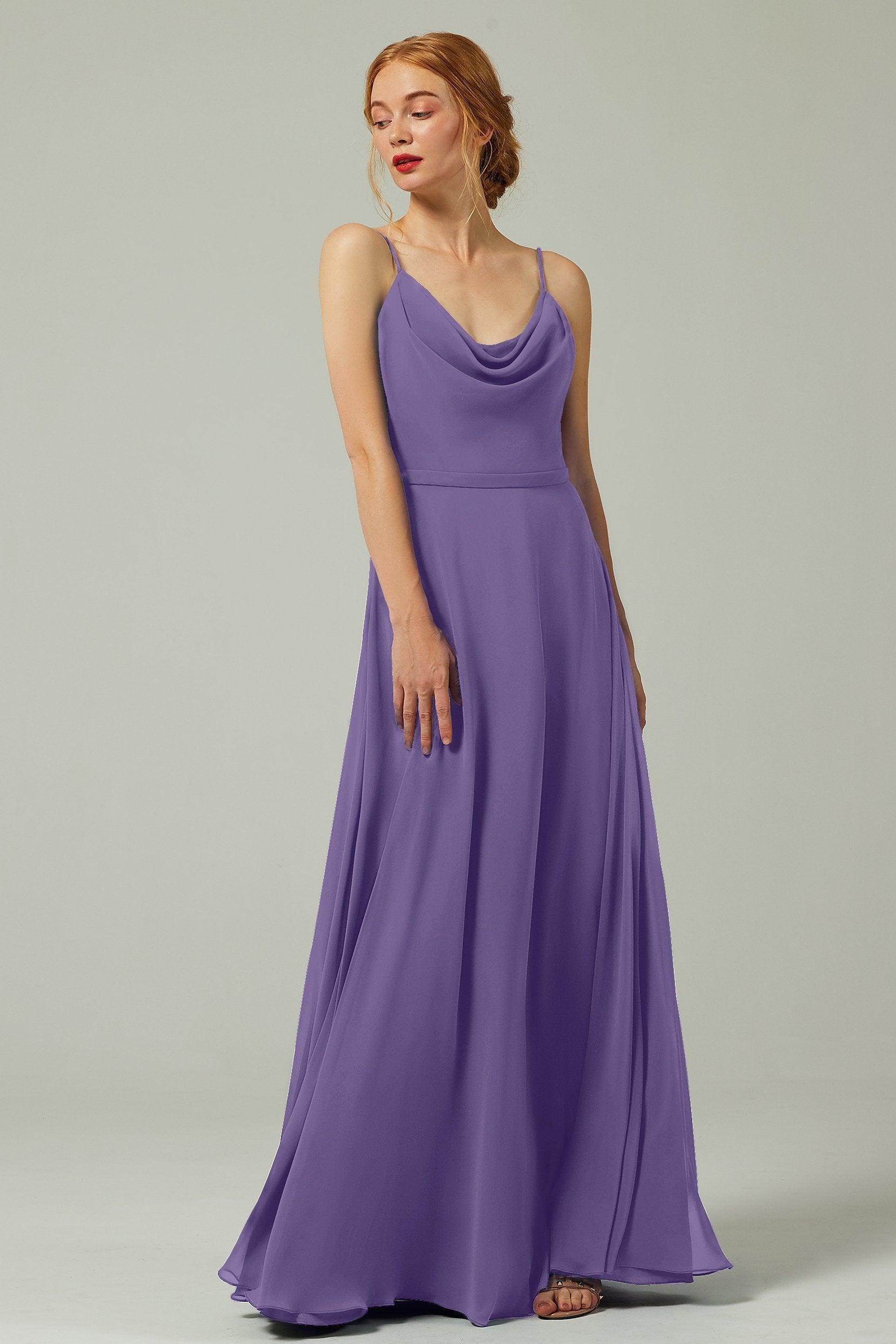 A-Line Floor Length Chiffon Bridesmaid Dress CB0322 - COCOMELODY