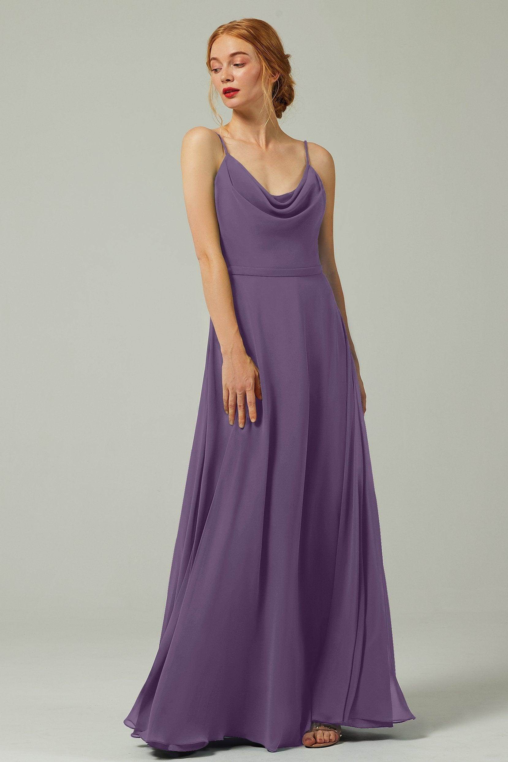 A-Line Floor Length Chiffon Bridesmaid Dress CB0322 - COCOMELODY