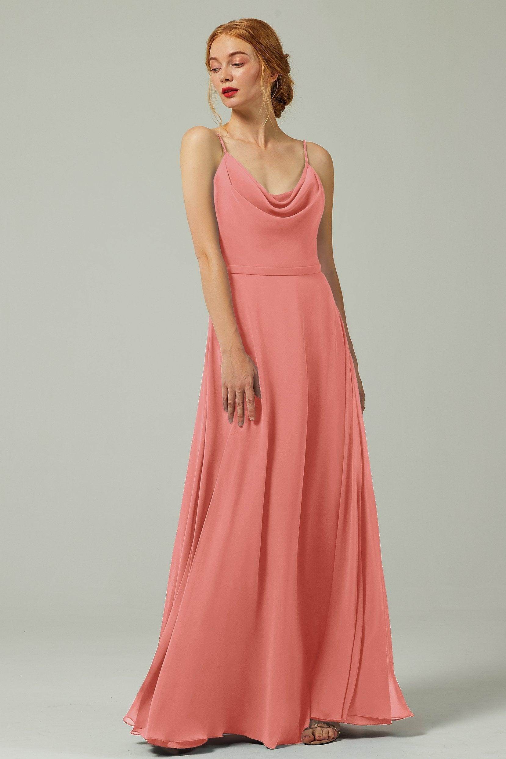 A-Line Floor Length Chiffon Bridesmaid Dress CB0322 - COCOMELODY