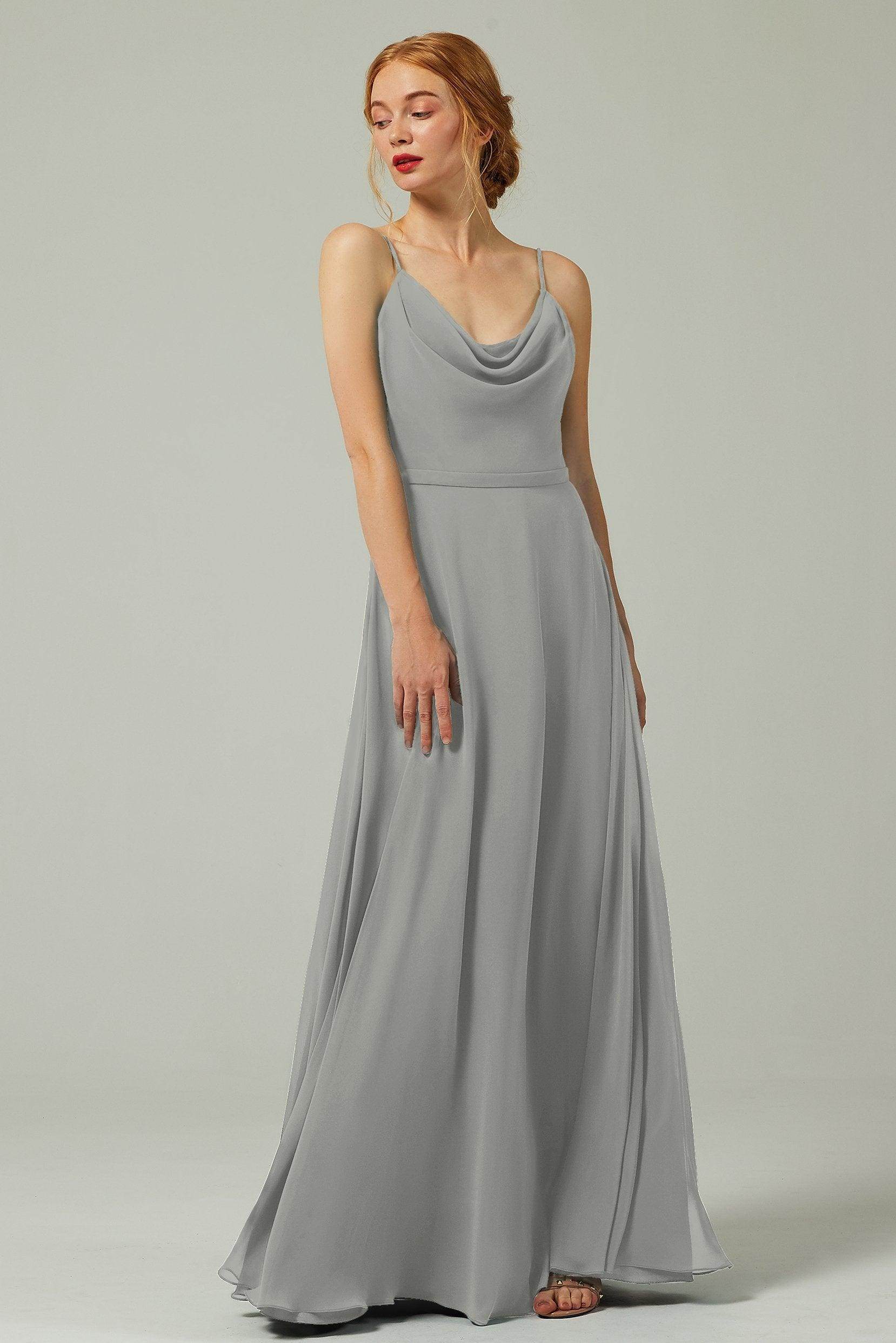 A-Line Floor Length Chiffon Bridesmaid Dress CB0322 - COCOMELODY