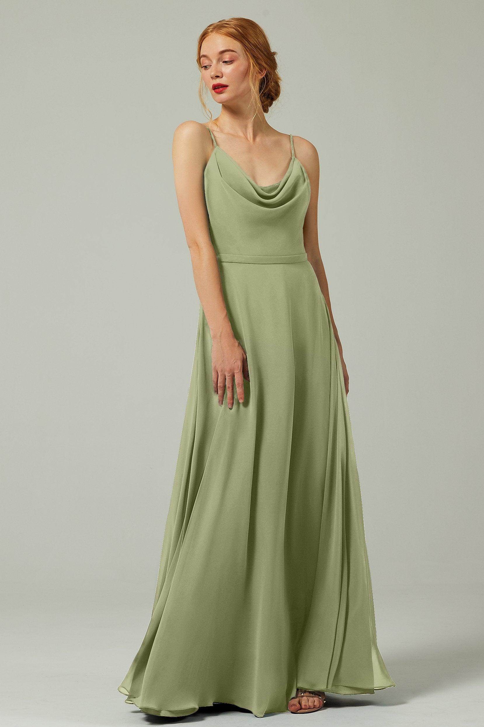 A-Line Floor Length Chiffon Bridesmaid Dress CB0322 - COCOMELODY