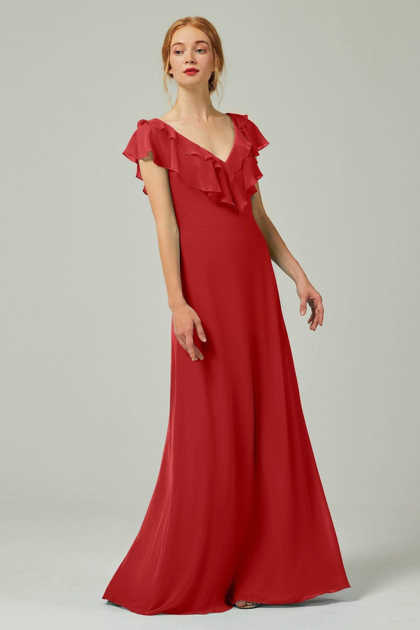 A-Line Floor Length Chiffon Bridesmaid Dress CB0323 - COCOMELODY