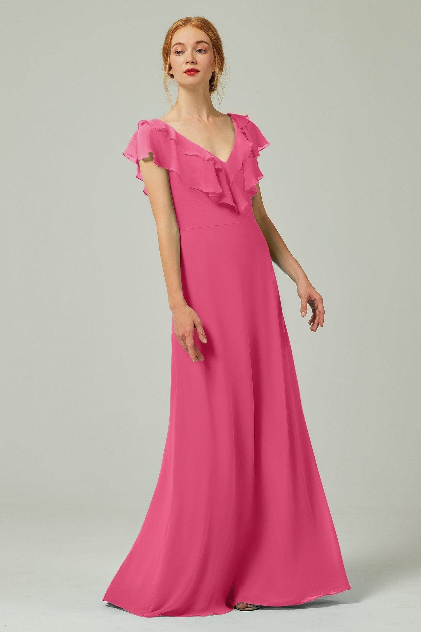 A-Line Floor Length Chiffon Bridesmaid Dress CB0323 - COCOMELODY
