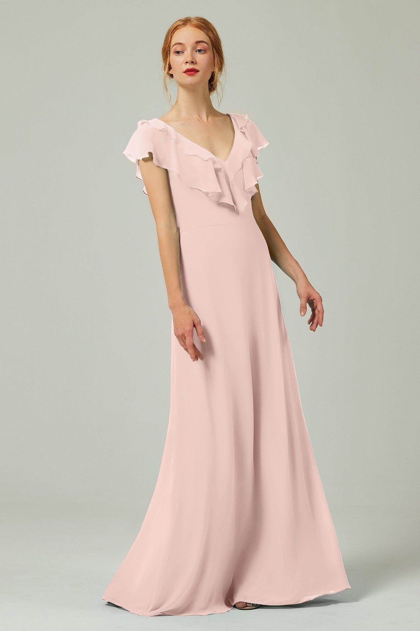 A-Line Floor Length Chiffon Bridesmaid Dress CB0323 - COCOMELODY