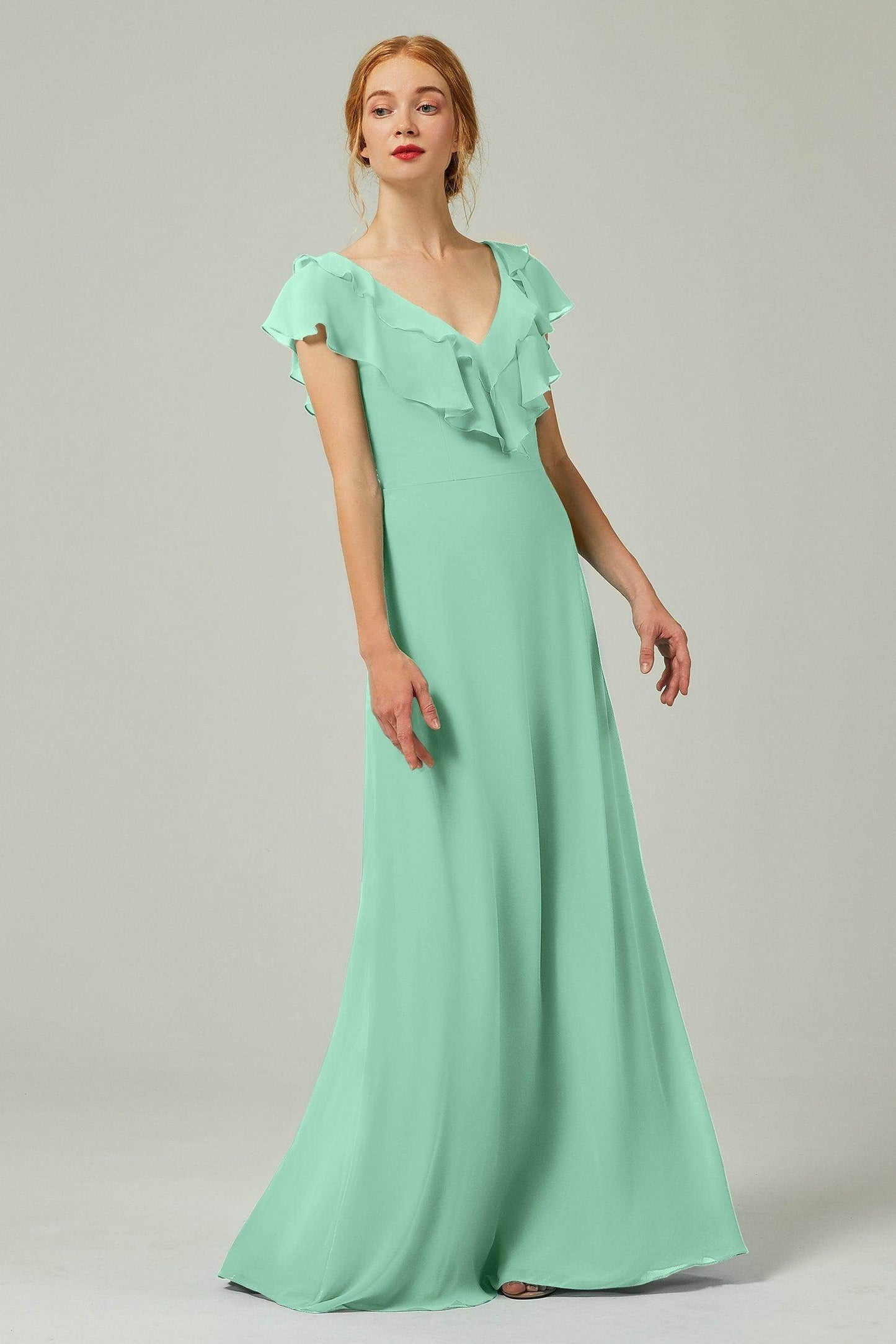 A-Line Floor Length Chiffon Bridesmaid Dress CB0323 - COCOMELODY