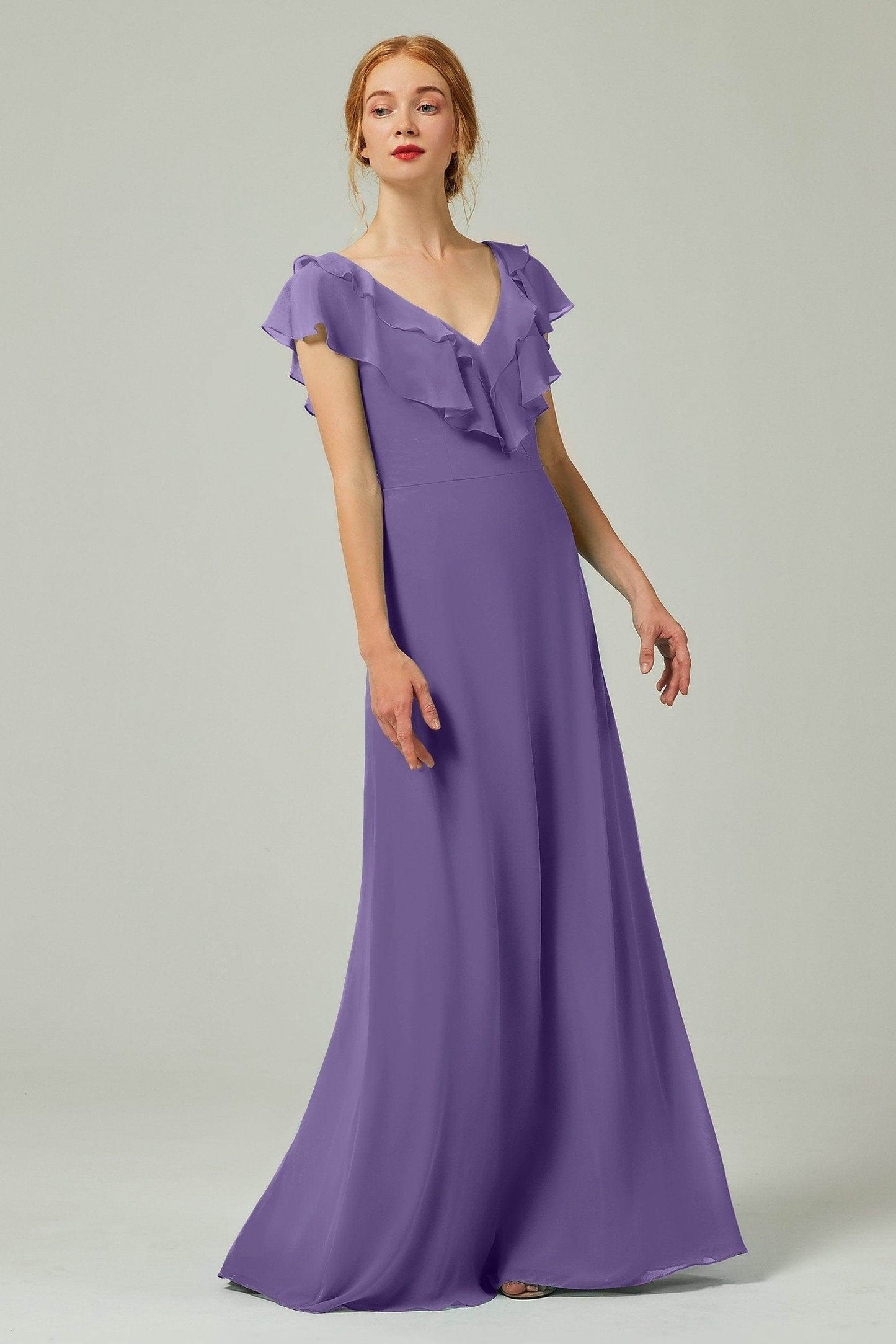 A-Line Floor Length Chiffon Bridesmaid Dress CB0323 - COCOMELODY
